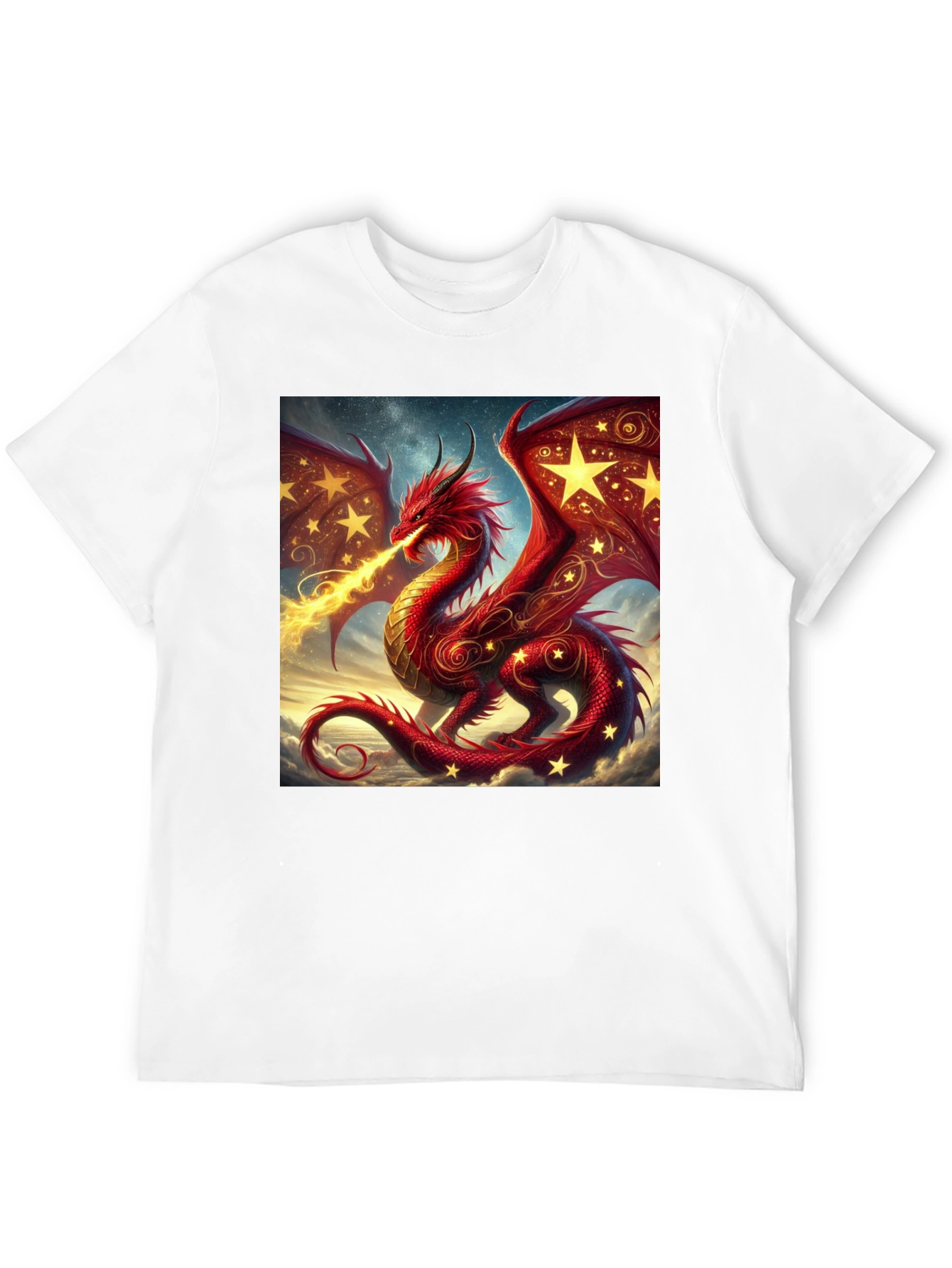 Fiery Dragon Graphic Tee - Fantasy Style