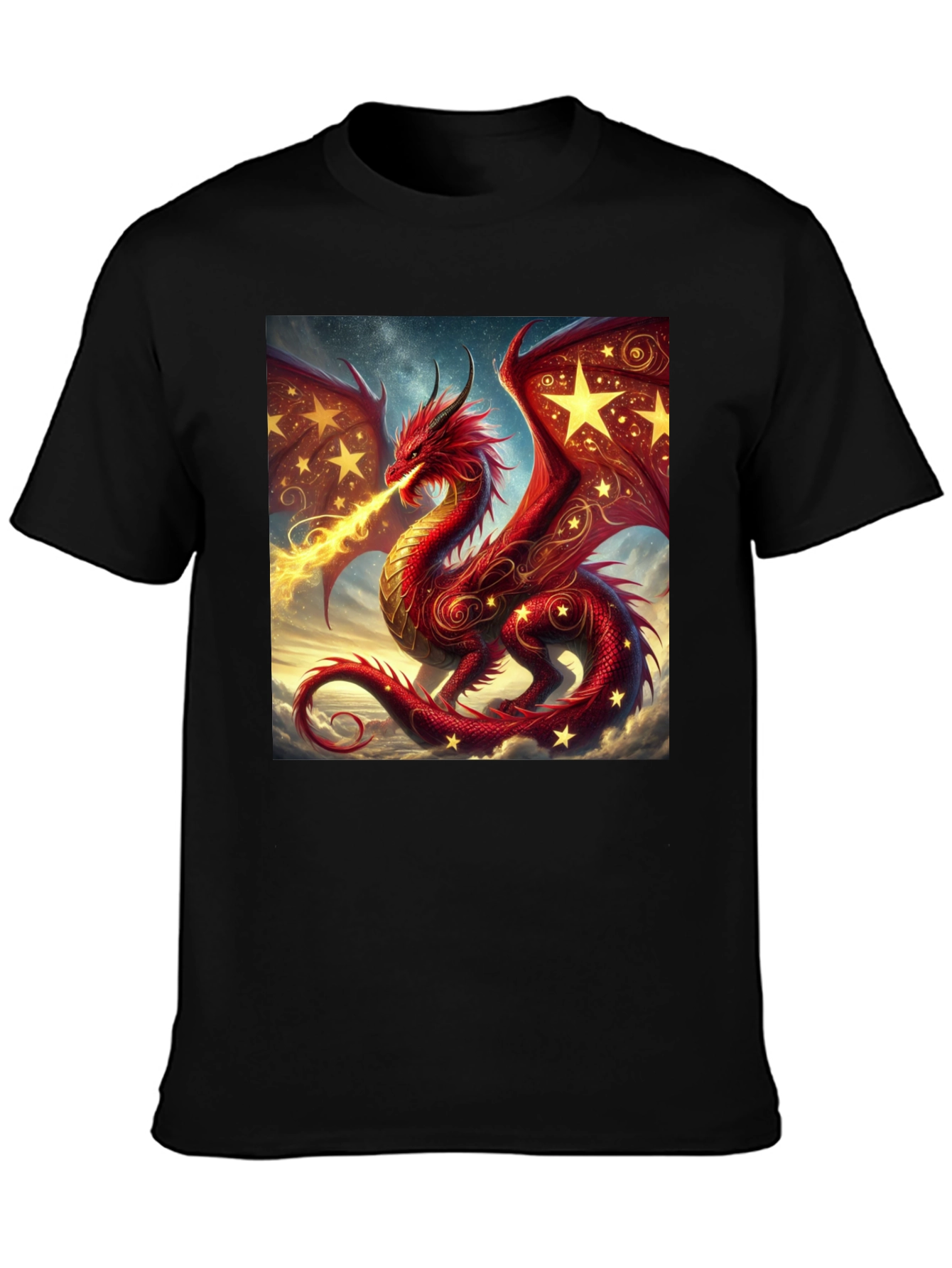 Fiery Dragon Graphic Tee - Fantasy Style