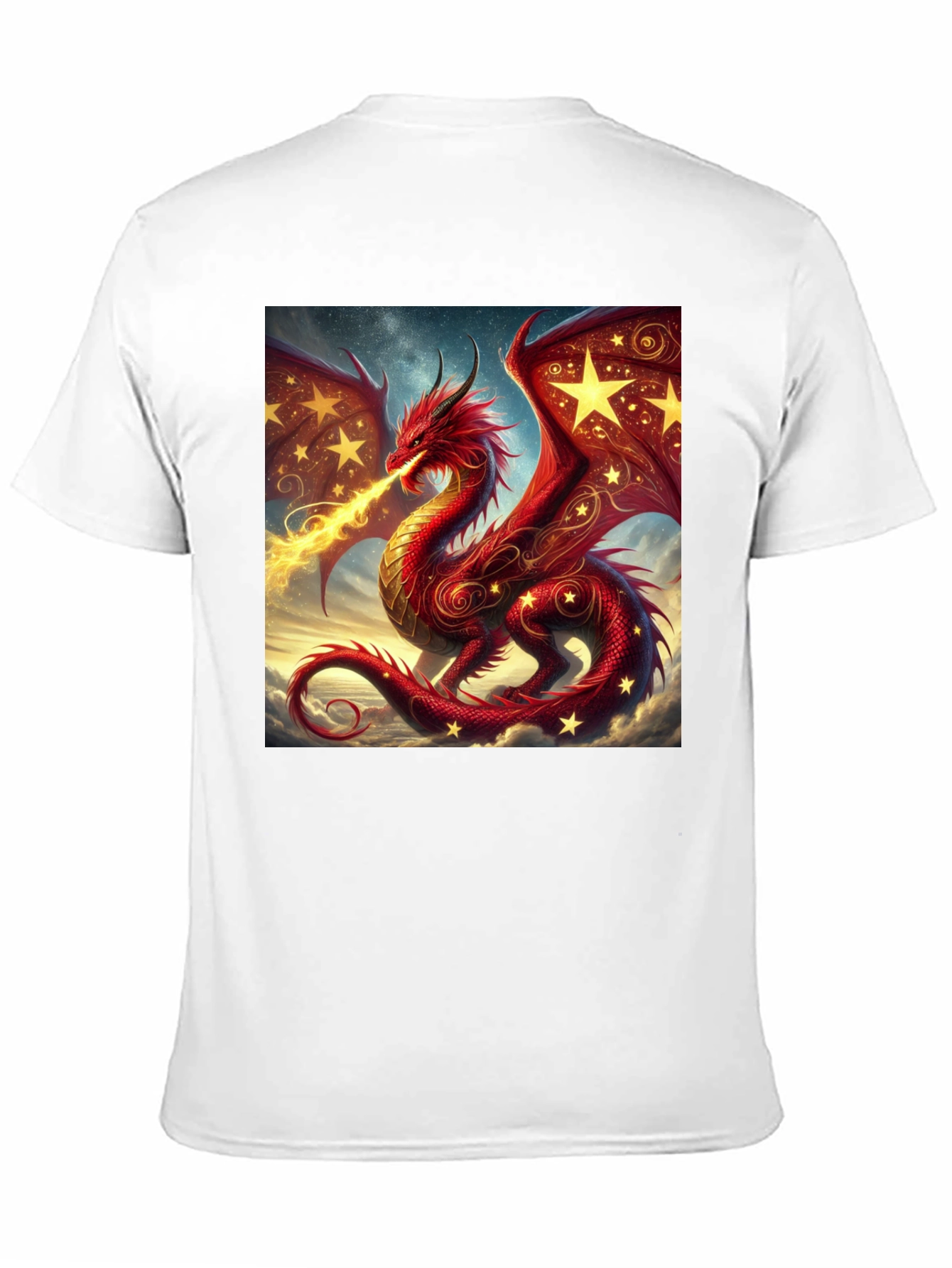 Fiery Dragon Graphic Tee - Fantasy Style