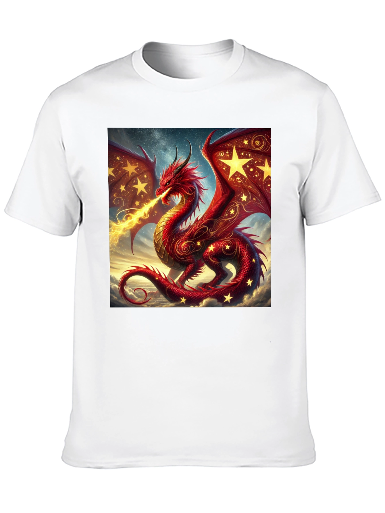Fiery Dragon Graphic Tee - Fantasy Style