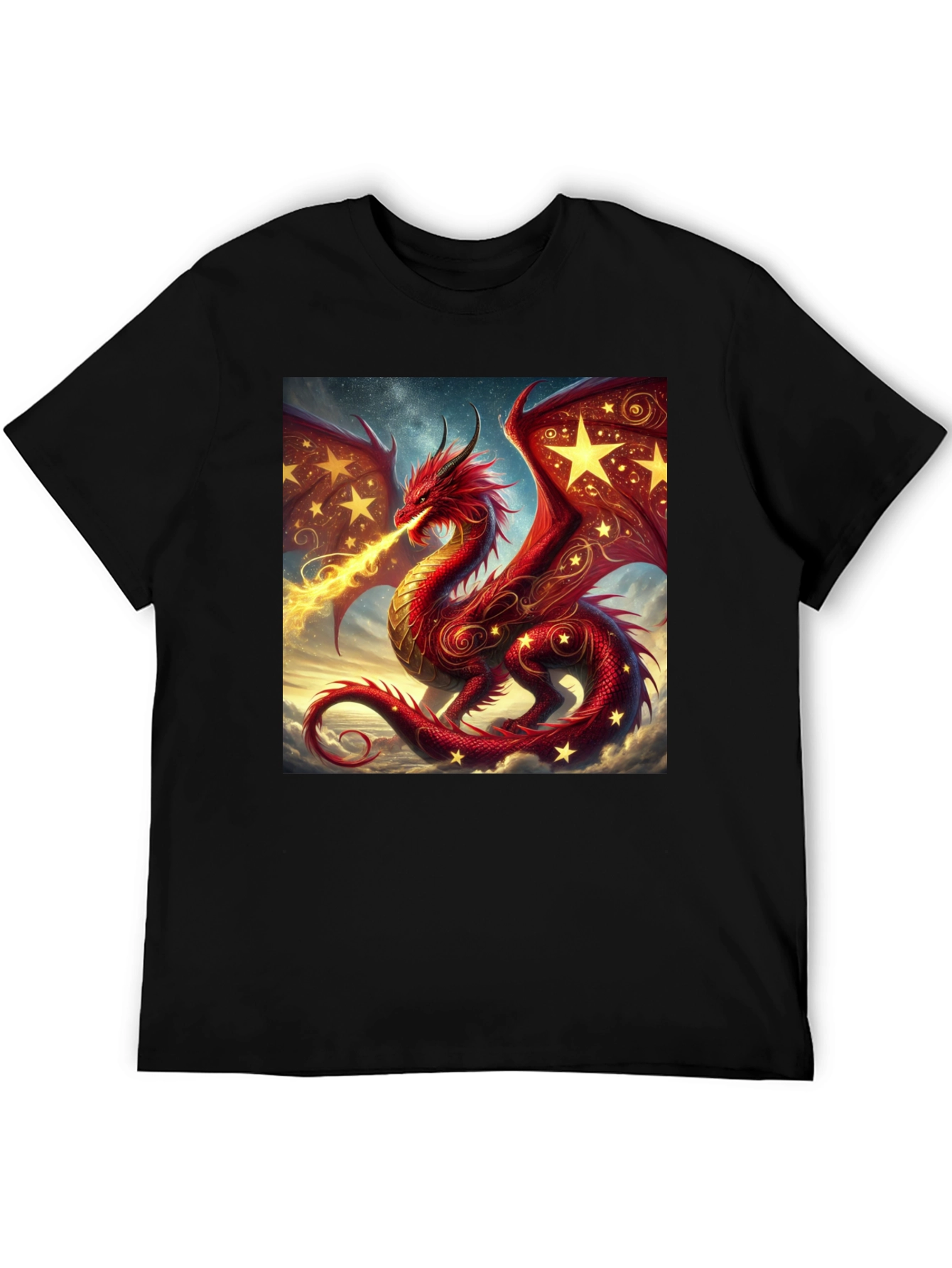 Fiery Dragon Graphic Tee - Fantasy Style