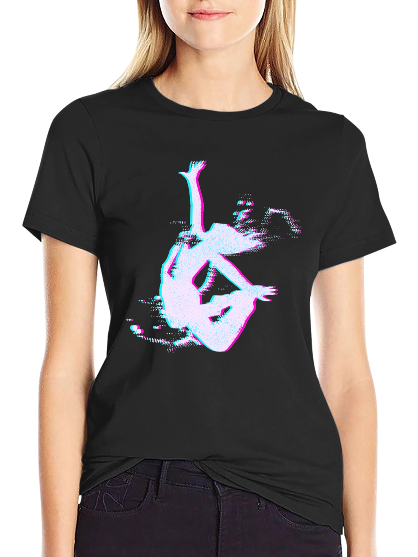 Glitch Art Black T-Shirt - Unique Design