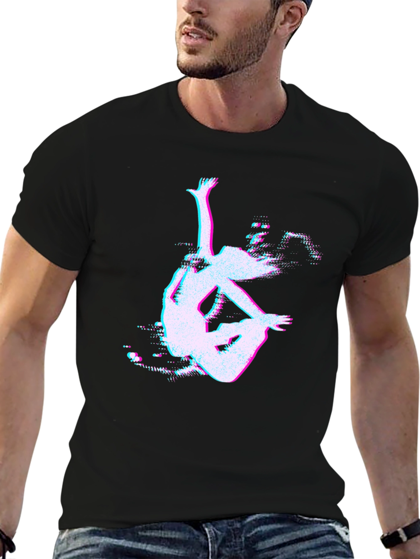 Glitch Art Black T-Shirt - Unique Design
