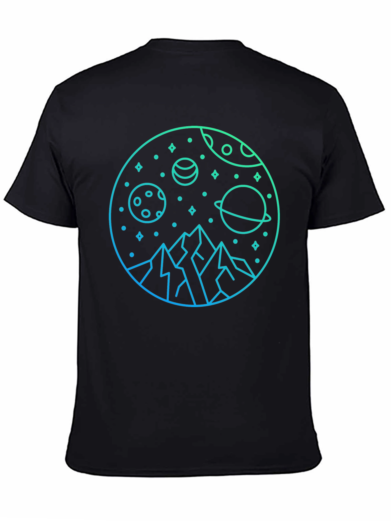 Cosmic Mountain Graphic T-Shirt - Black