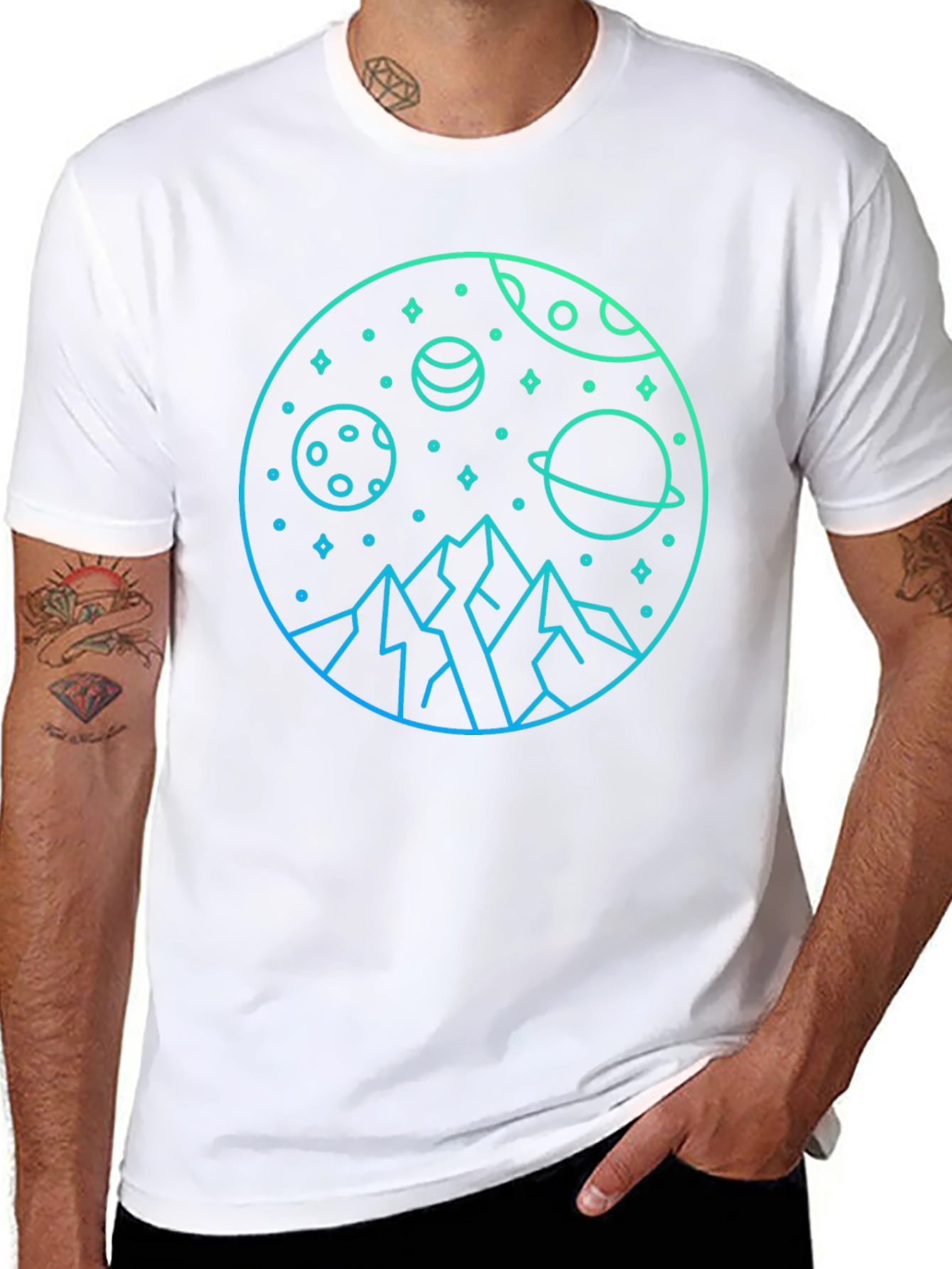 Cosmic Mountain Graphic T-Shirt - Black