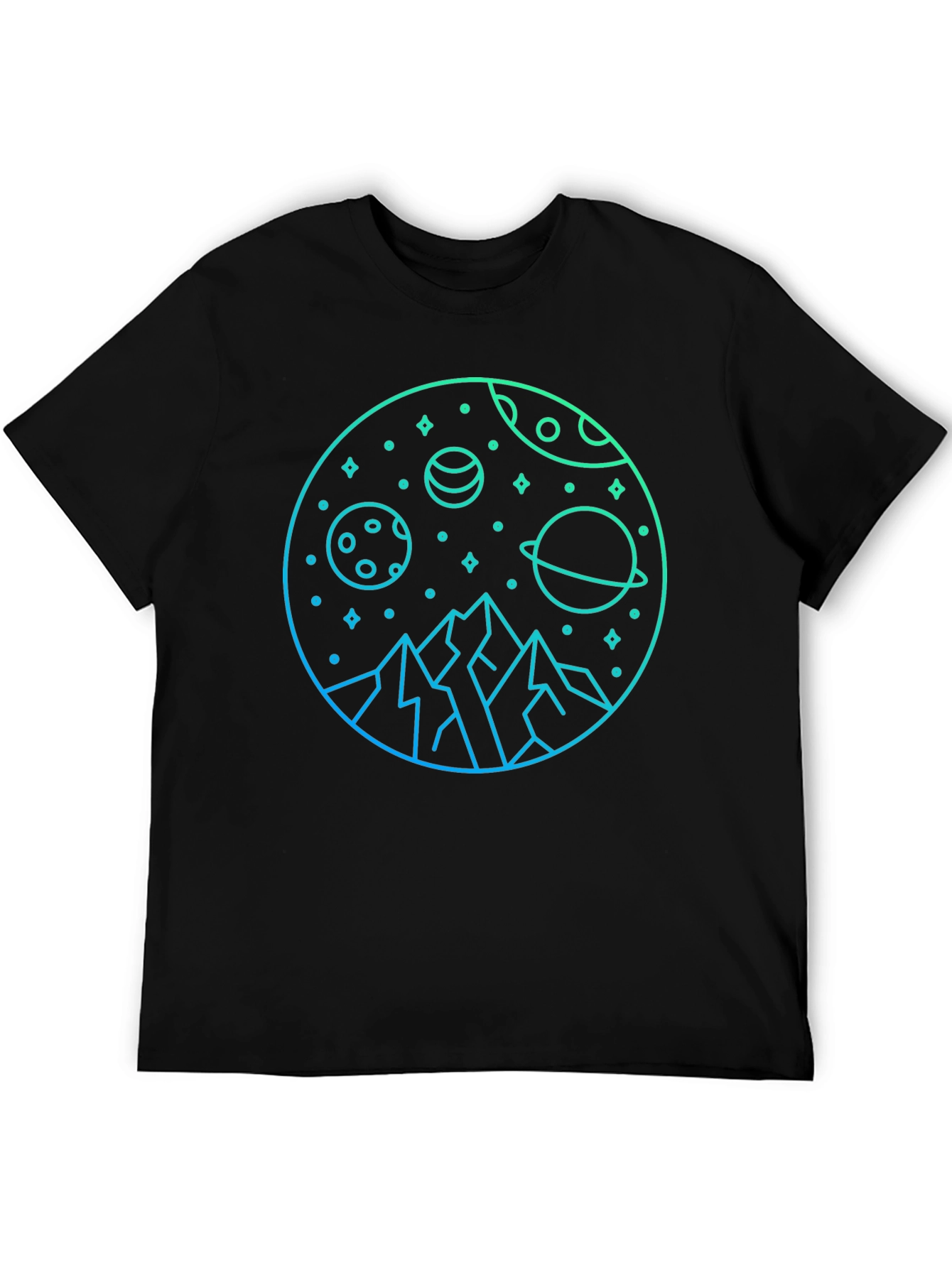 Cosmic Mountain Graphic T-Shirt - Black