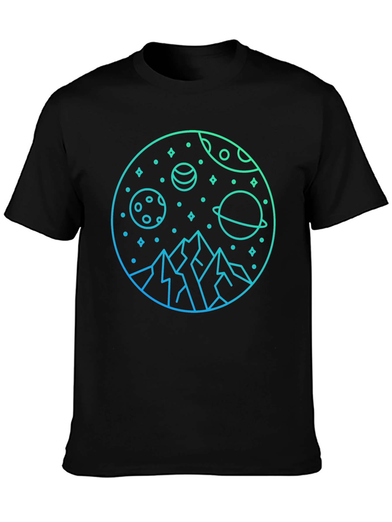 Cosmic Mountain Graphic T-Shirt - Black