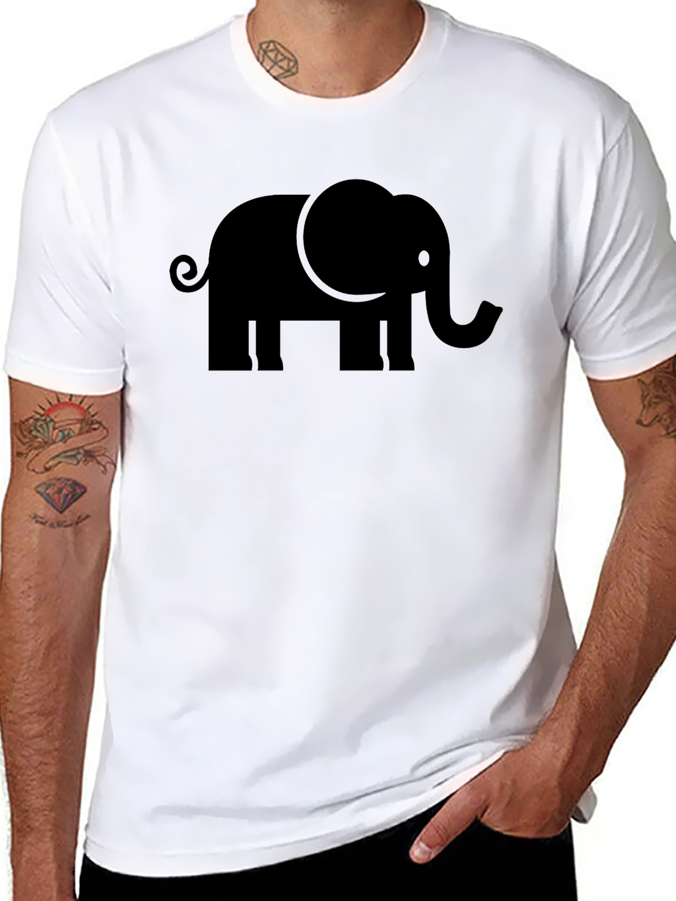 Black Elephant Graphic Tee - Mens Casual Shirt