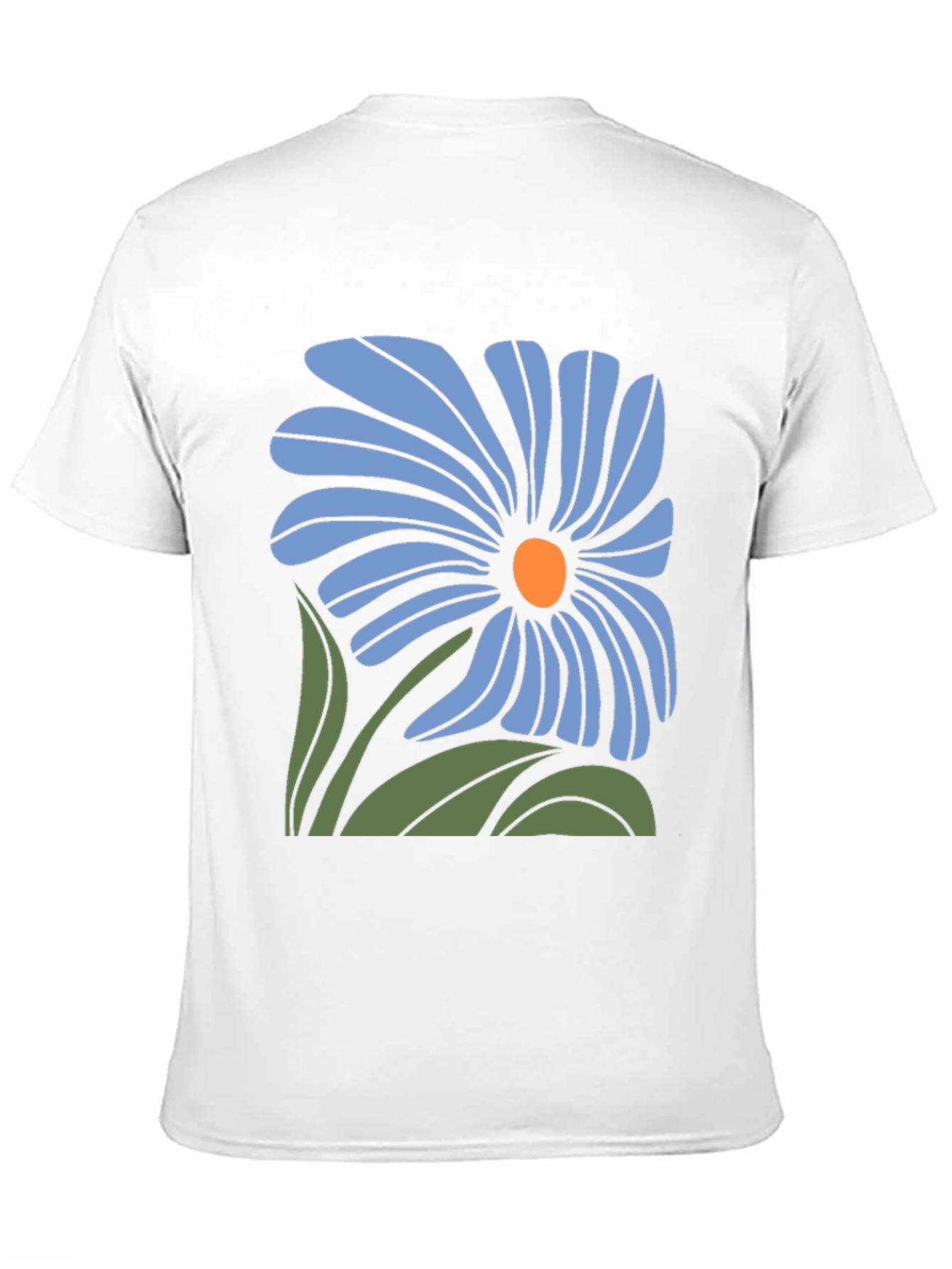 Blue Flower Graphic Black T-Shirt