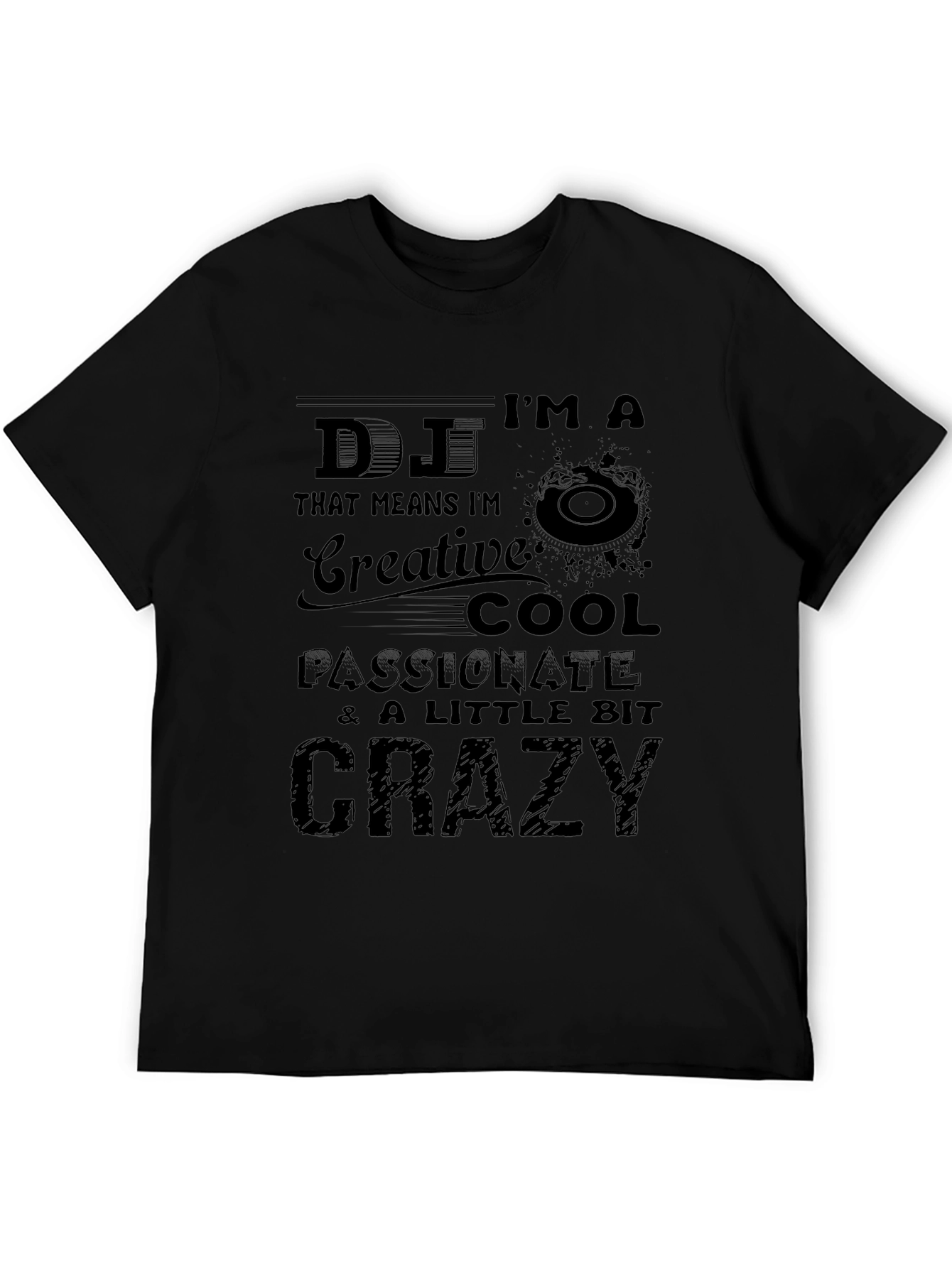 DJ Creative Crazy Black Graphic Tee