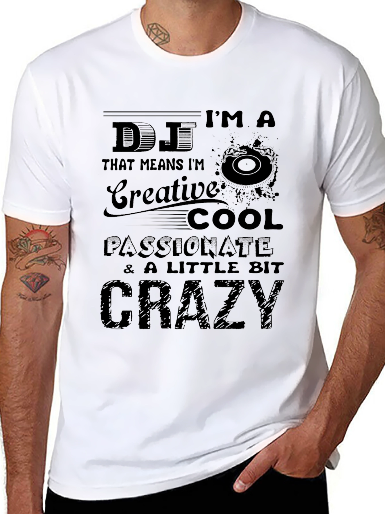 DJ Creative Crazy Black Graphic Tee