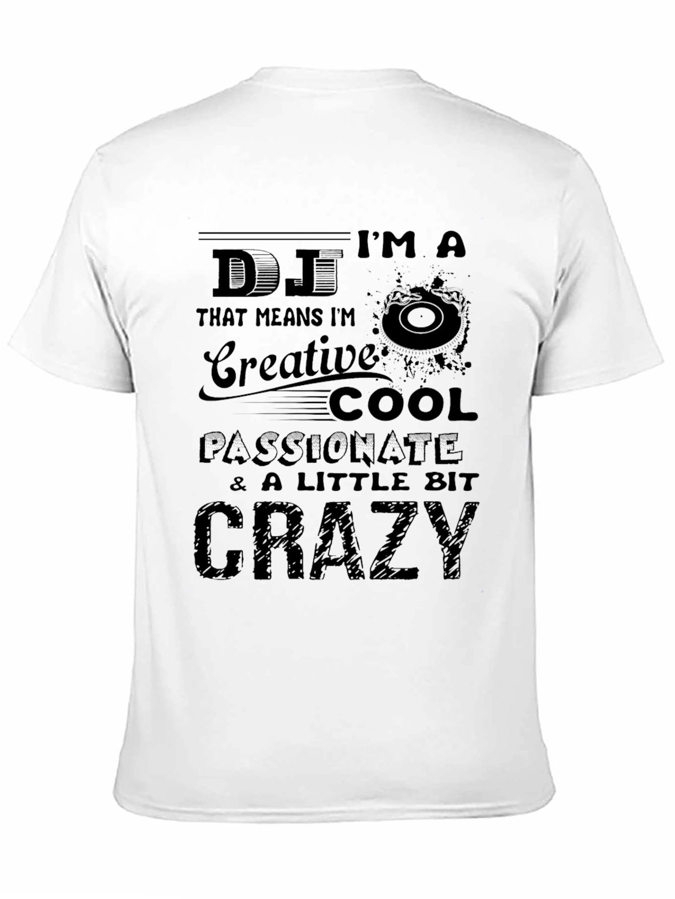 DJ Creative Crazy Black Graphic Tee