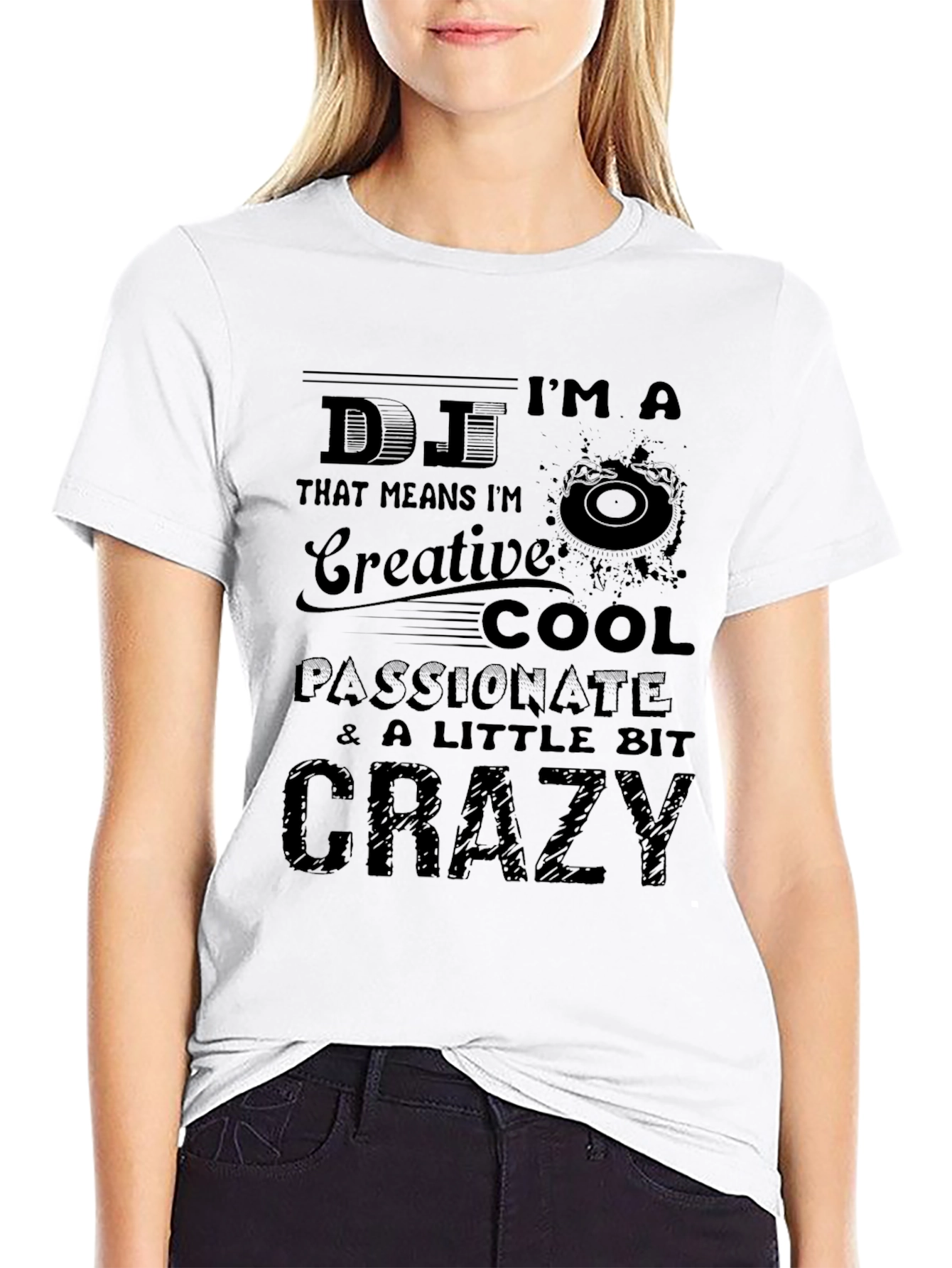 DJ Creative Crazy Black Graphic Tee