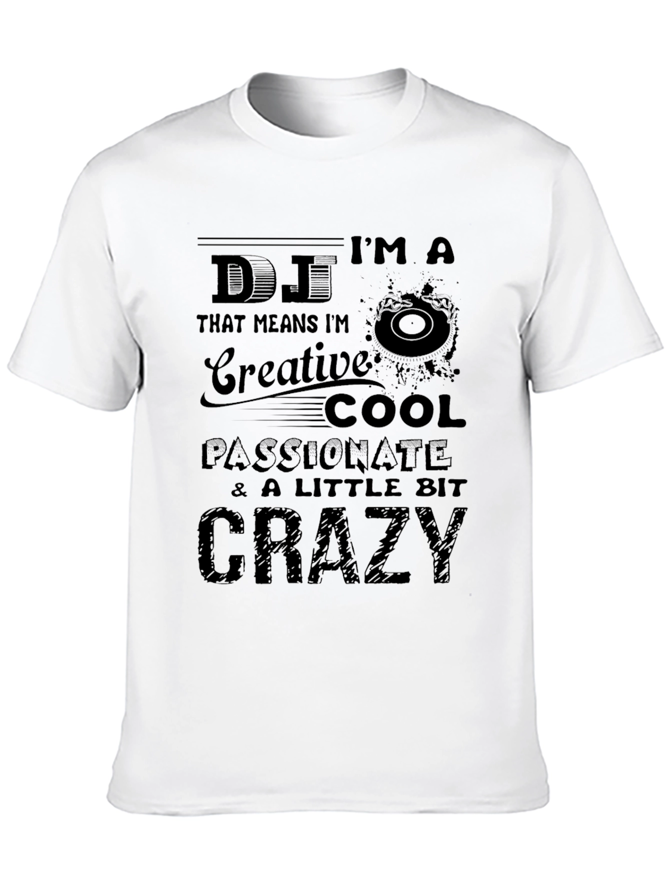 DJ Creative Crazy Black Graphic Tee
