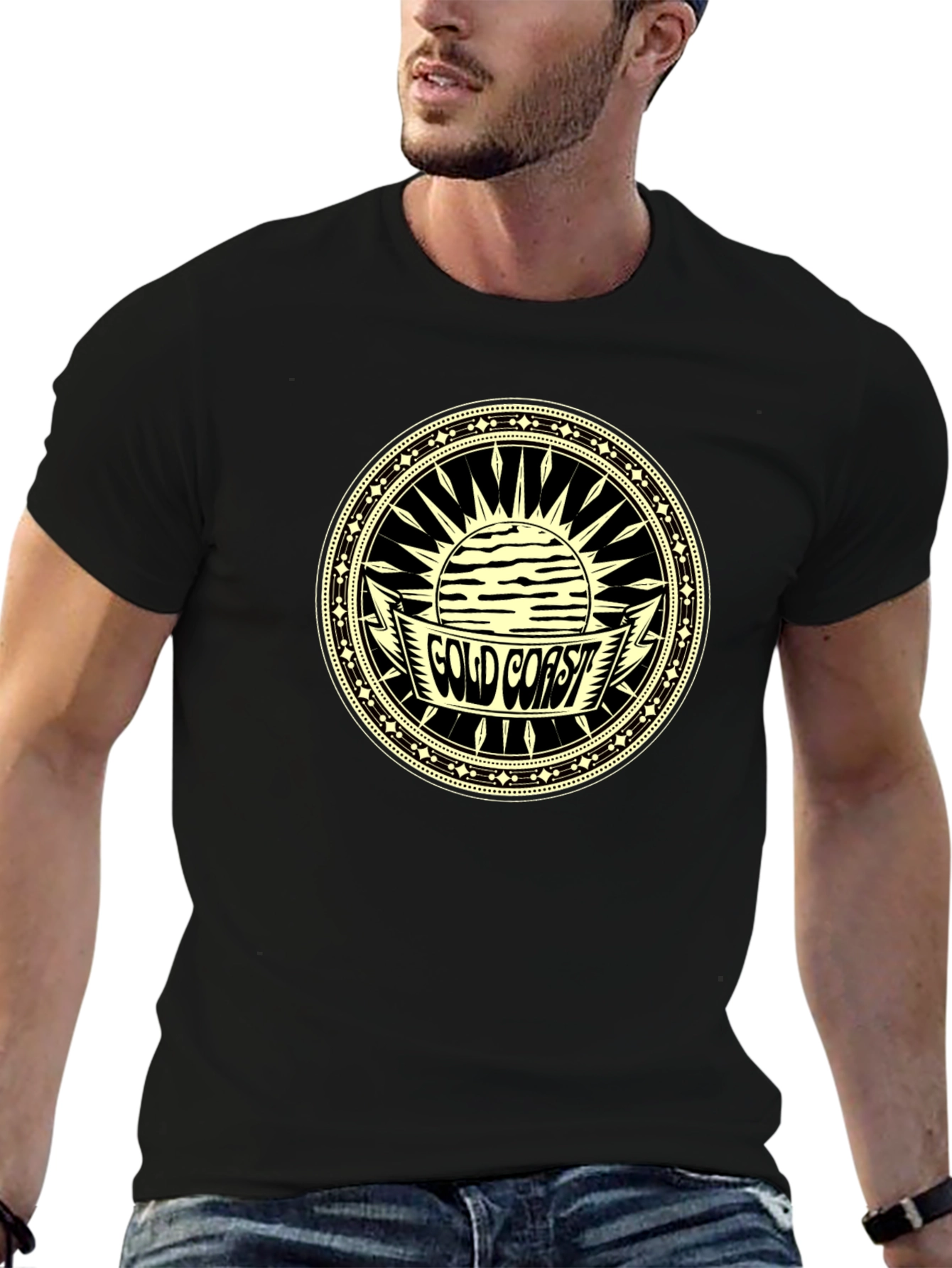 Gold Coast Graphic Tee - Classic Black Cotton T-Shirt