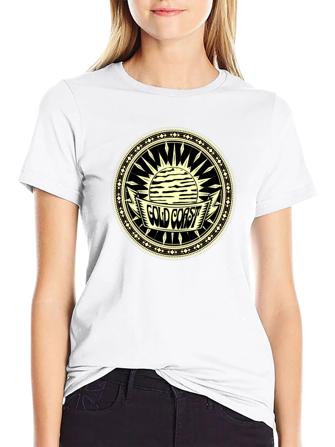 Gold Coast Graphic Tee - Classic Black Cotton T-Shirt