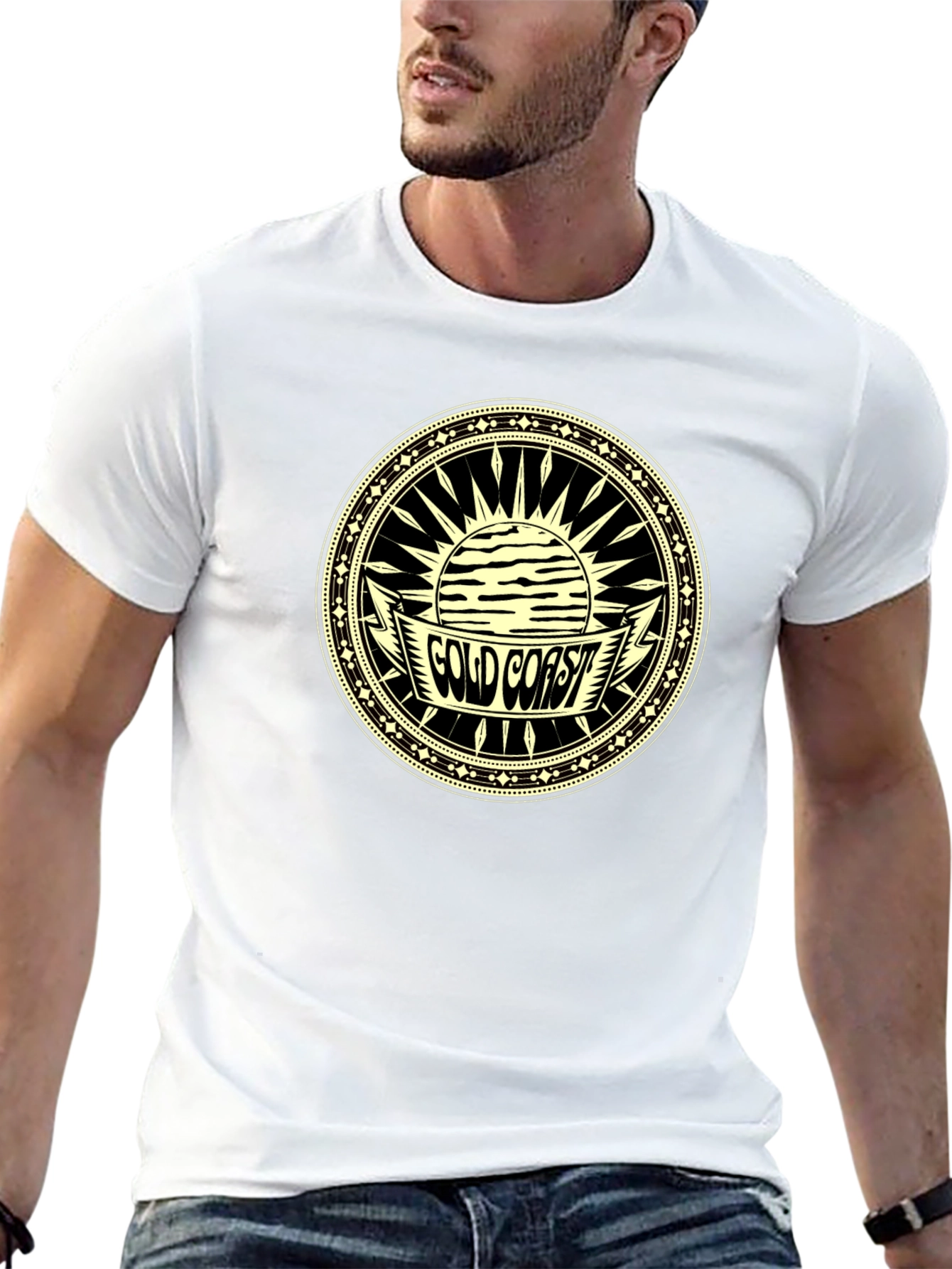 Gold Coast Graphic Tee - Classic Black Cotton T-Shirt