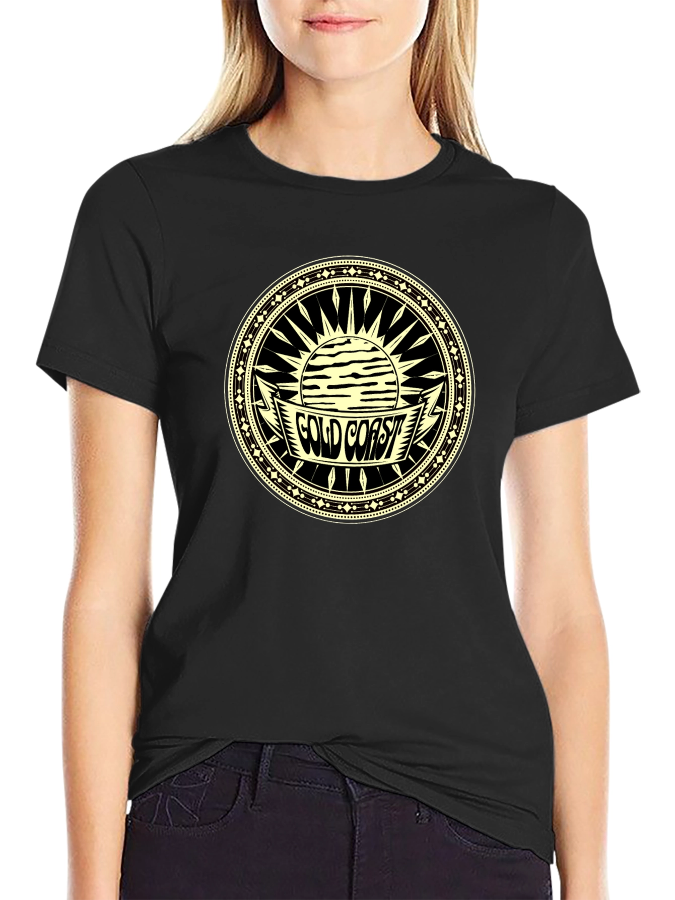 Gold Coast Graphic Tee - Classic Black Cotton T-Shirt