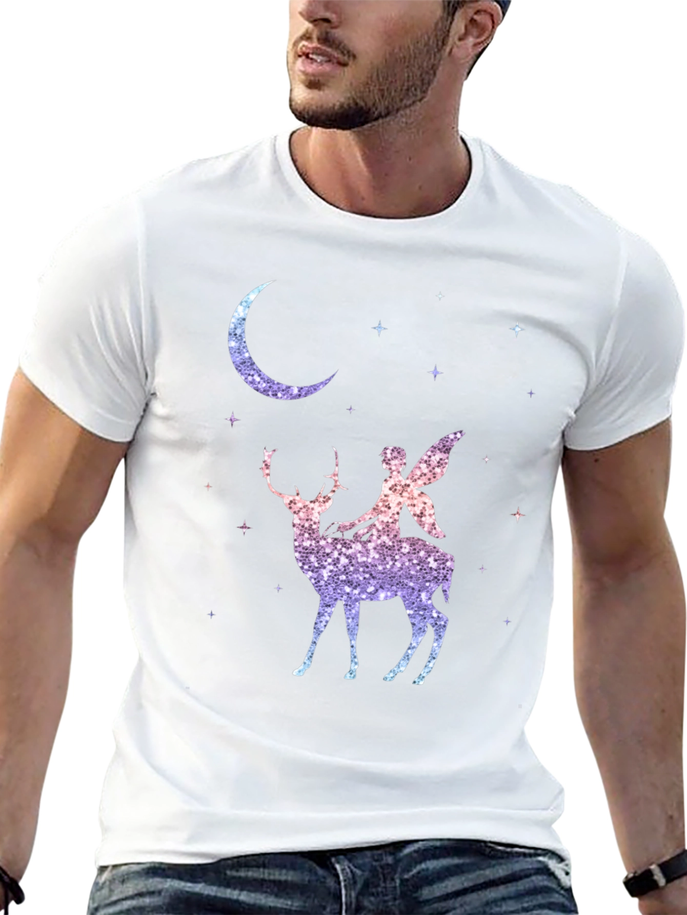 Fairy Riding Deer Graphic T-Shirt