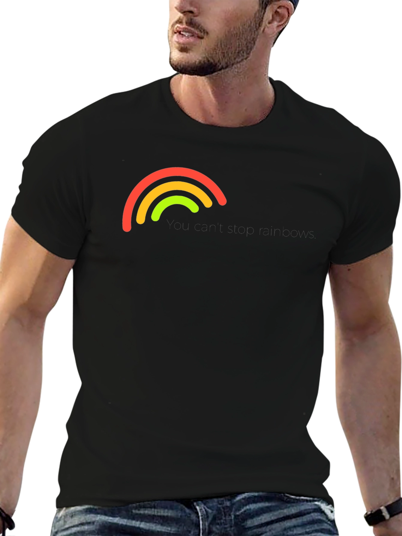 Rainbow Arc Graphic Black T-Shirt