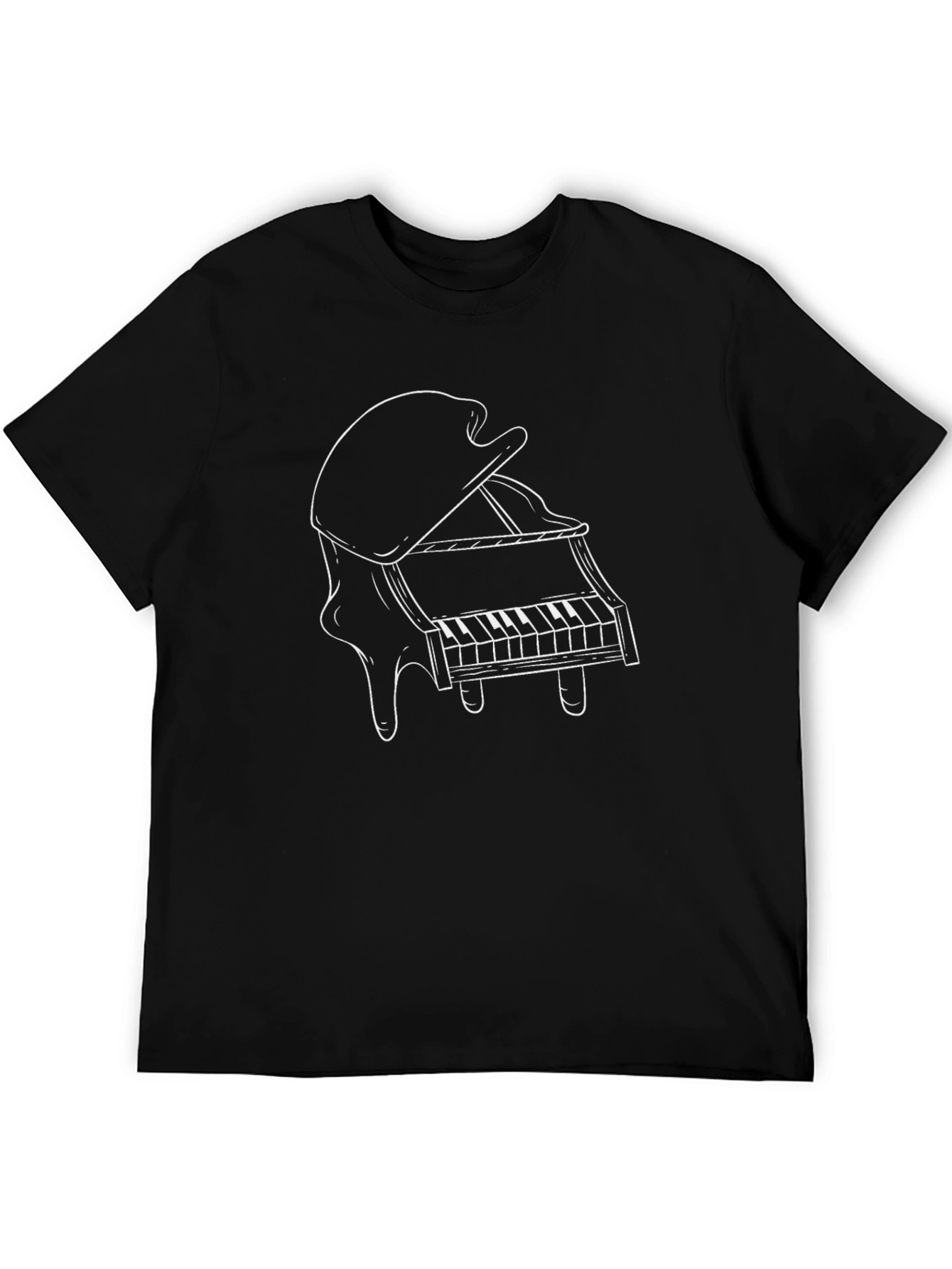 Melting Grand Piano Graphic Tee - Black T-Shirt
