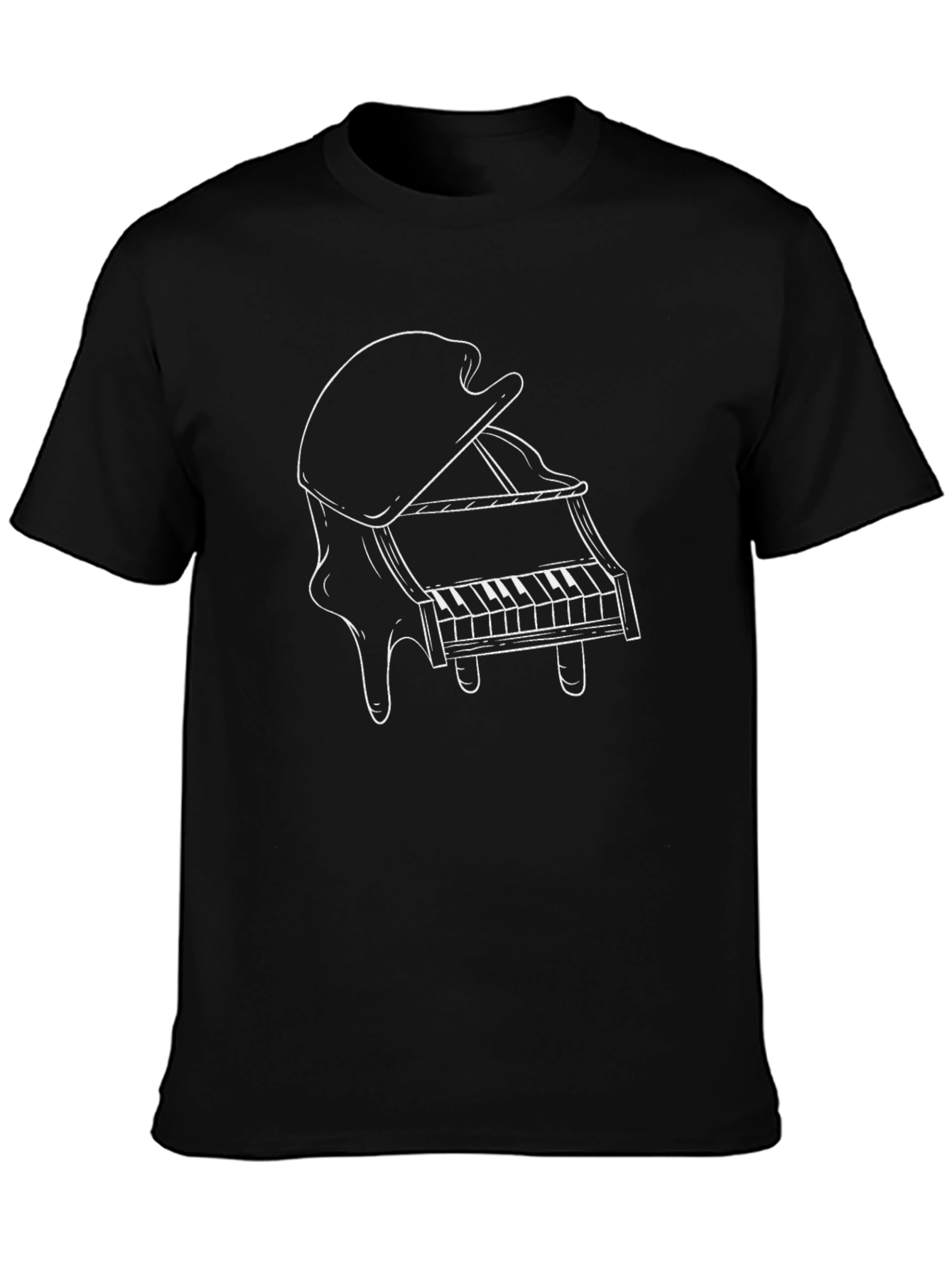Melting Grand Piano Graphic Tee - Black T-Shirt