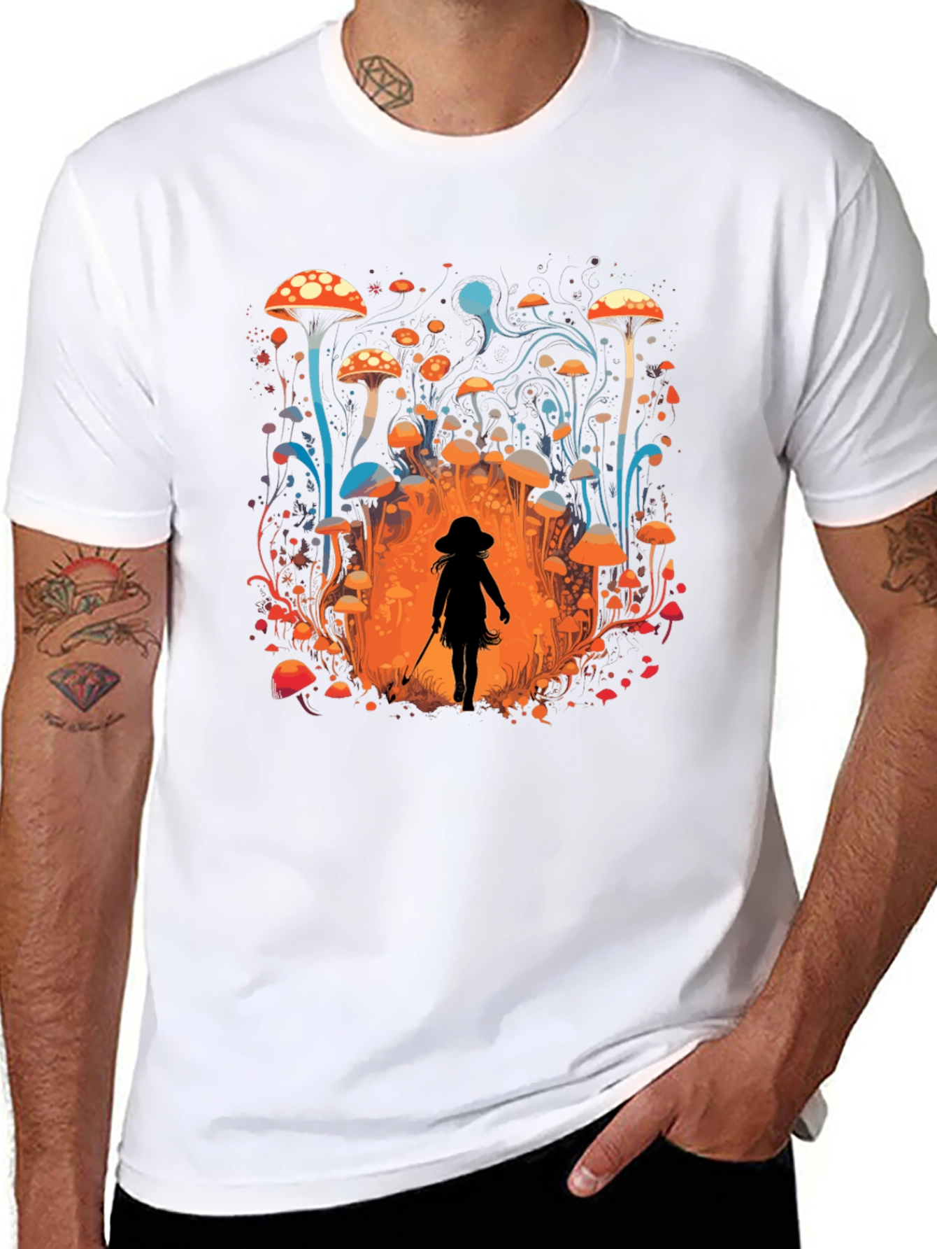 Mushroom Forest Graphic Tee - Black