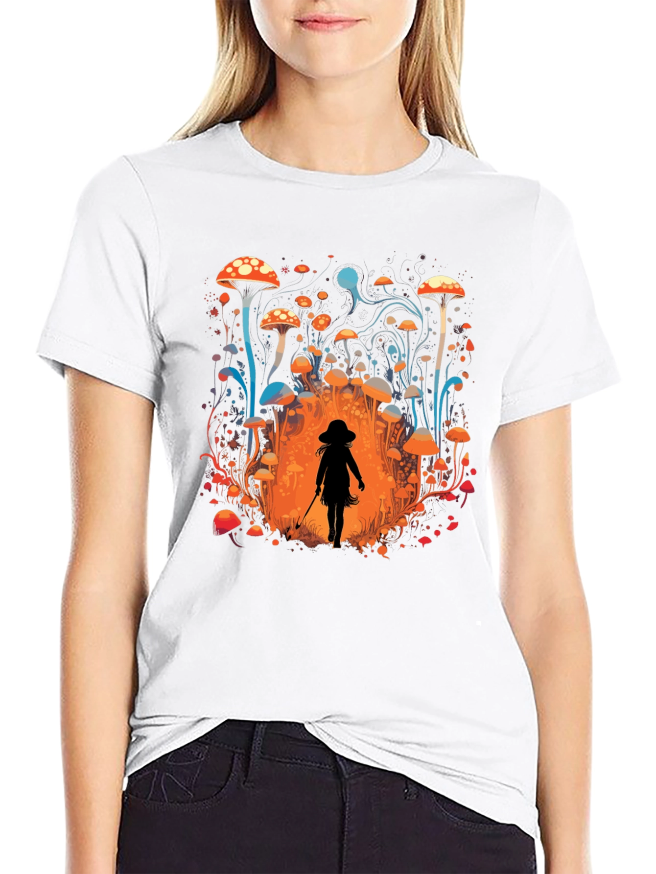 Mushroom Forest Graphic Tee - Black