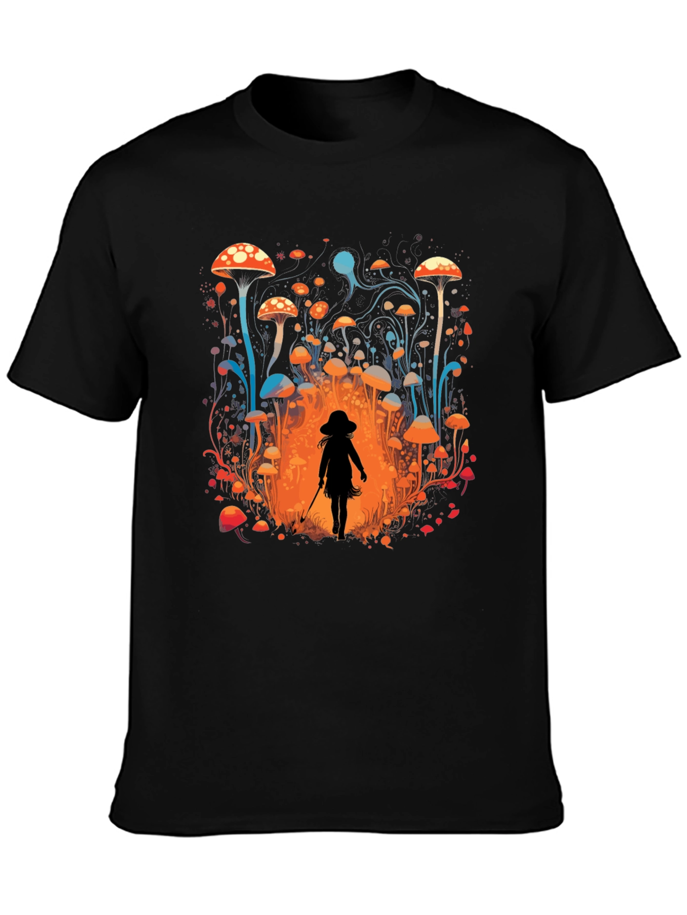 Mushroom Forest Graphic Tee - Black
