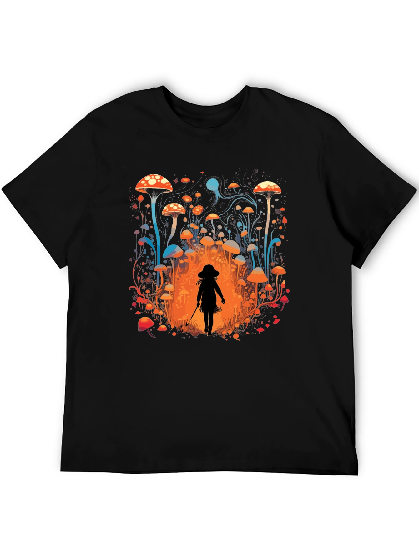 Mushroom Forest Graphic Tee - Black
