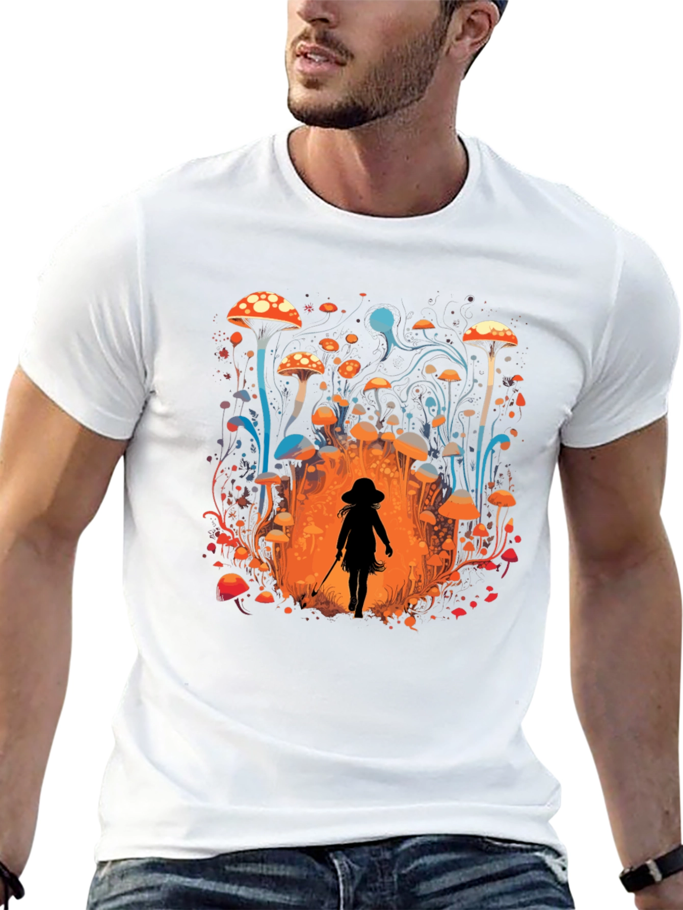 Mushroom Forest Graphic Tee - Black