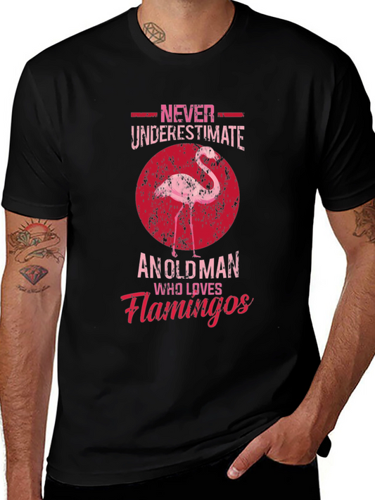 Flamingo Old Man Graphic T-Shirt