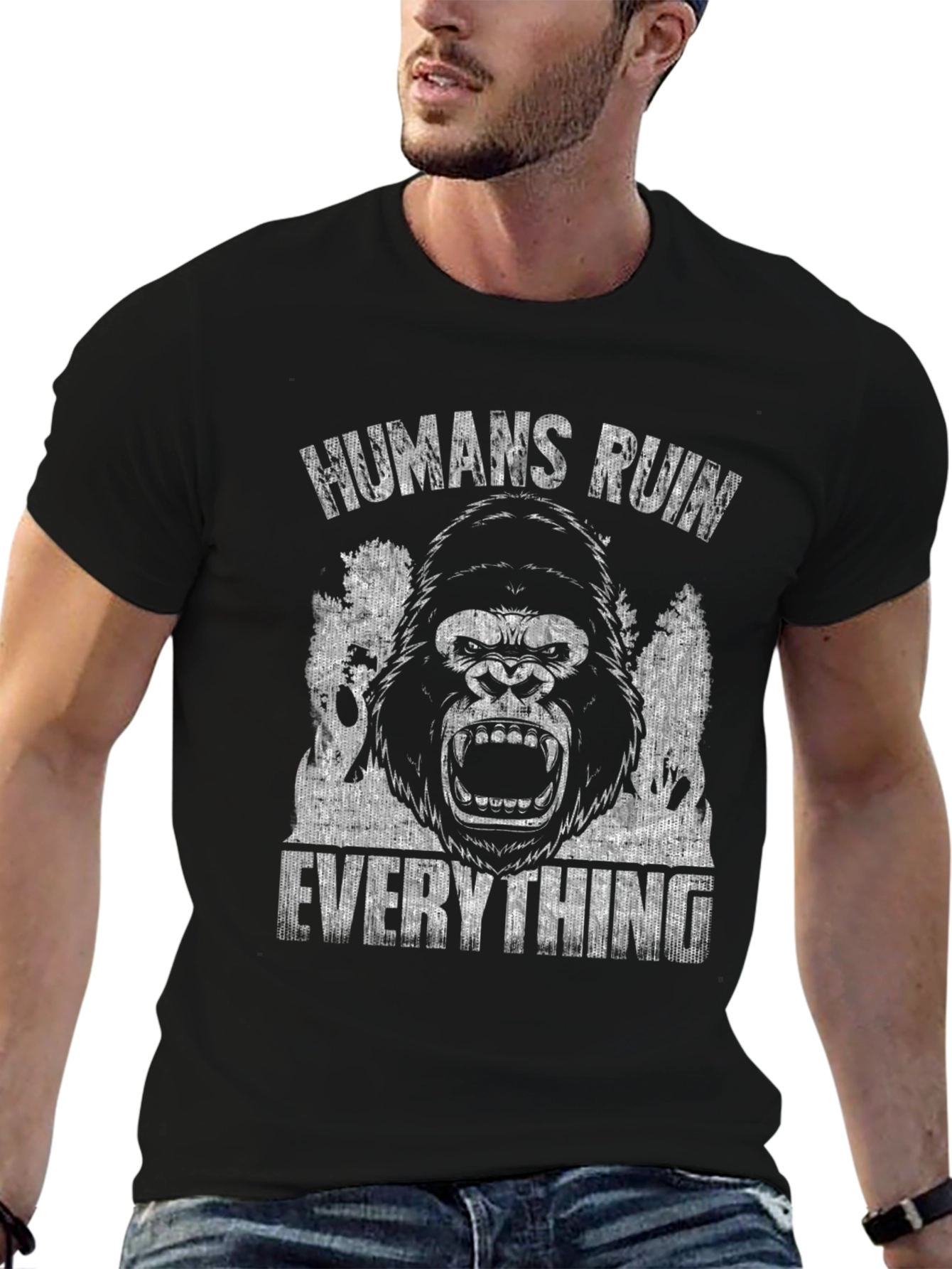 Humans Ruin Everything Gorilla Graphic Tee