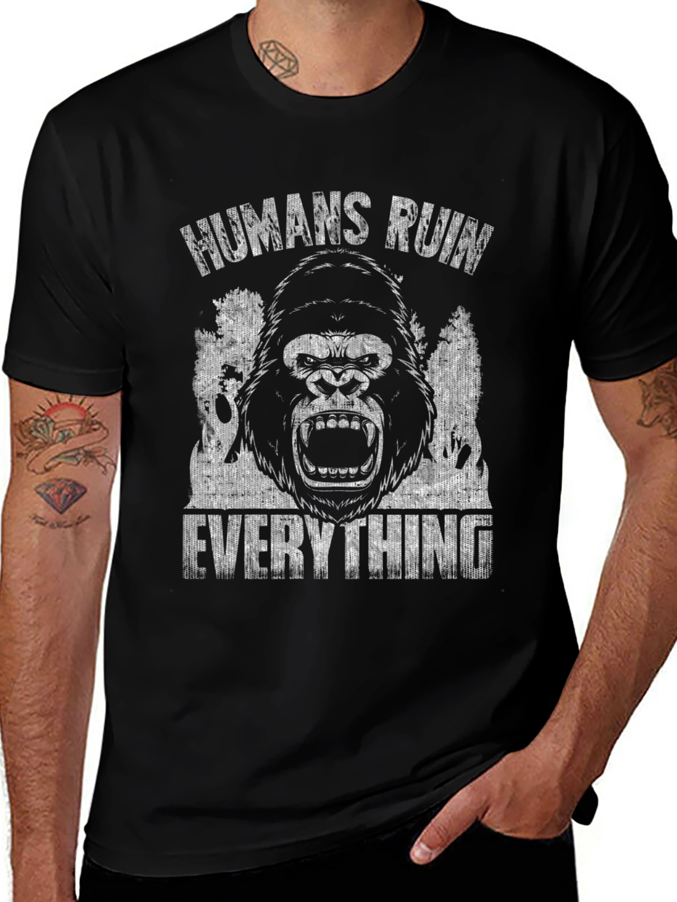 Humans Ruin Everything Gorilla Graphic Tee