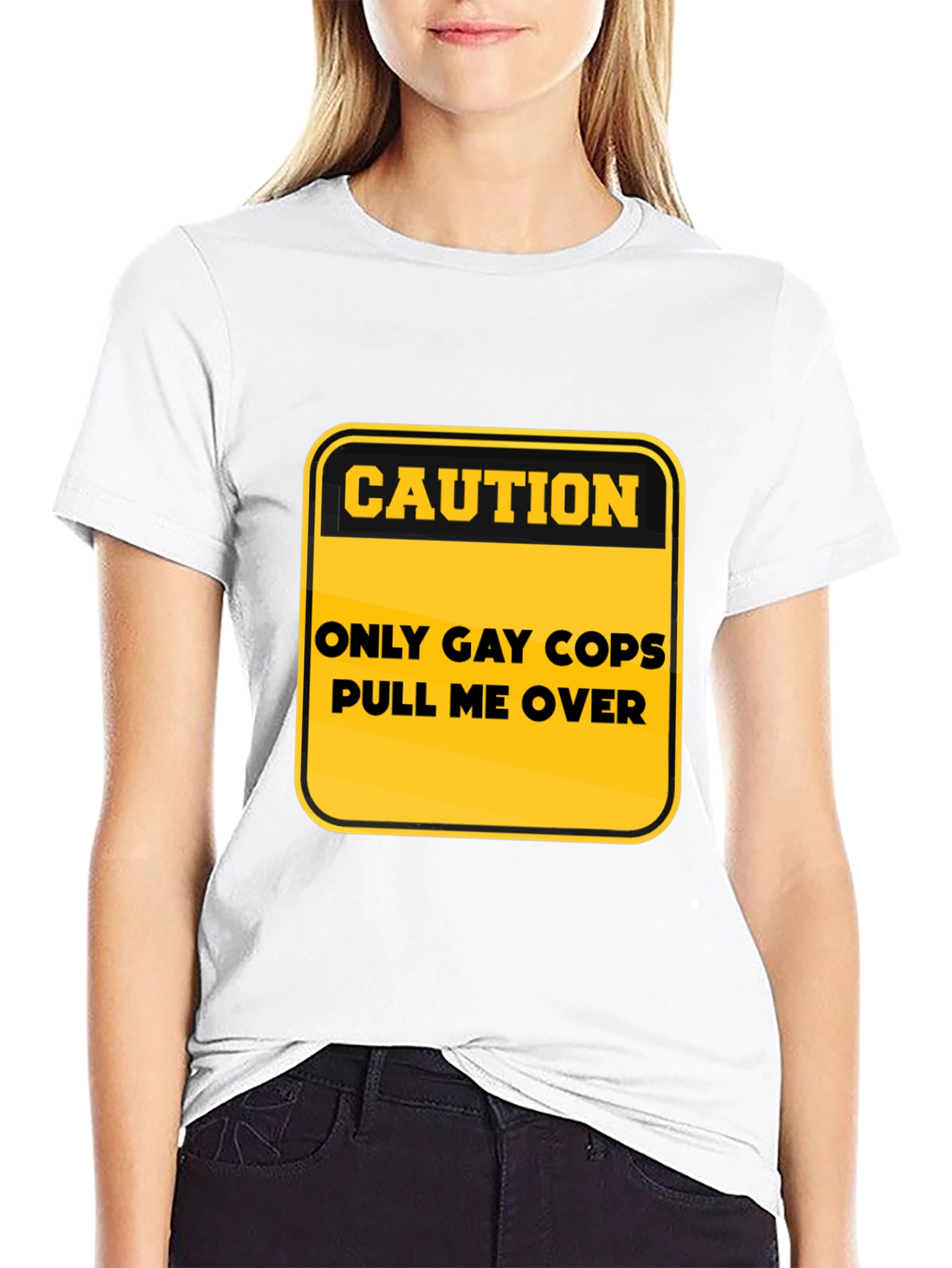 Caution: Only Gay Cops T-Shirt - Black Cotton Tee
