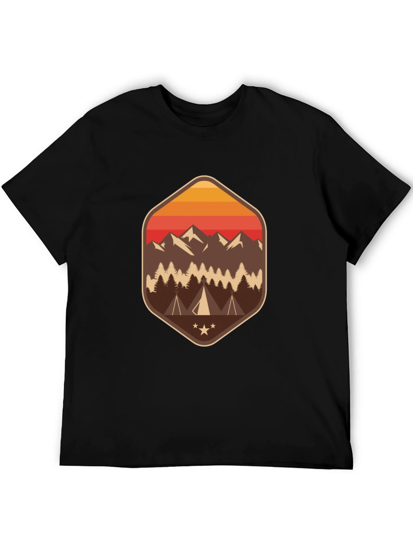Mens Camping Adventure Graphic Tee - Black