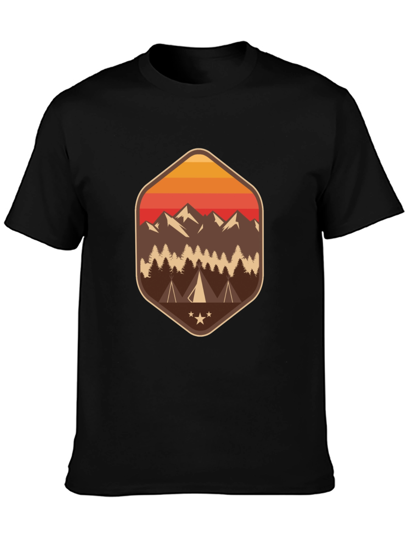Mens Camping Adventure Graphic Tee - Black