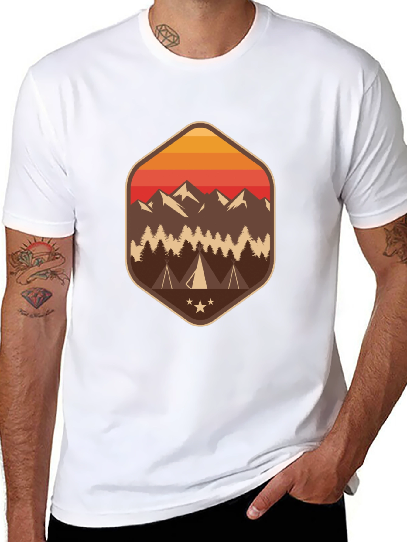 Mens Camping Adventure Graphic Tee - Black