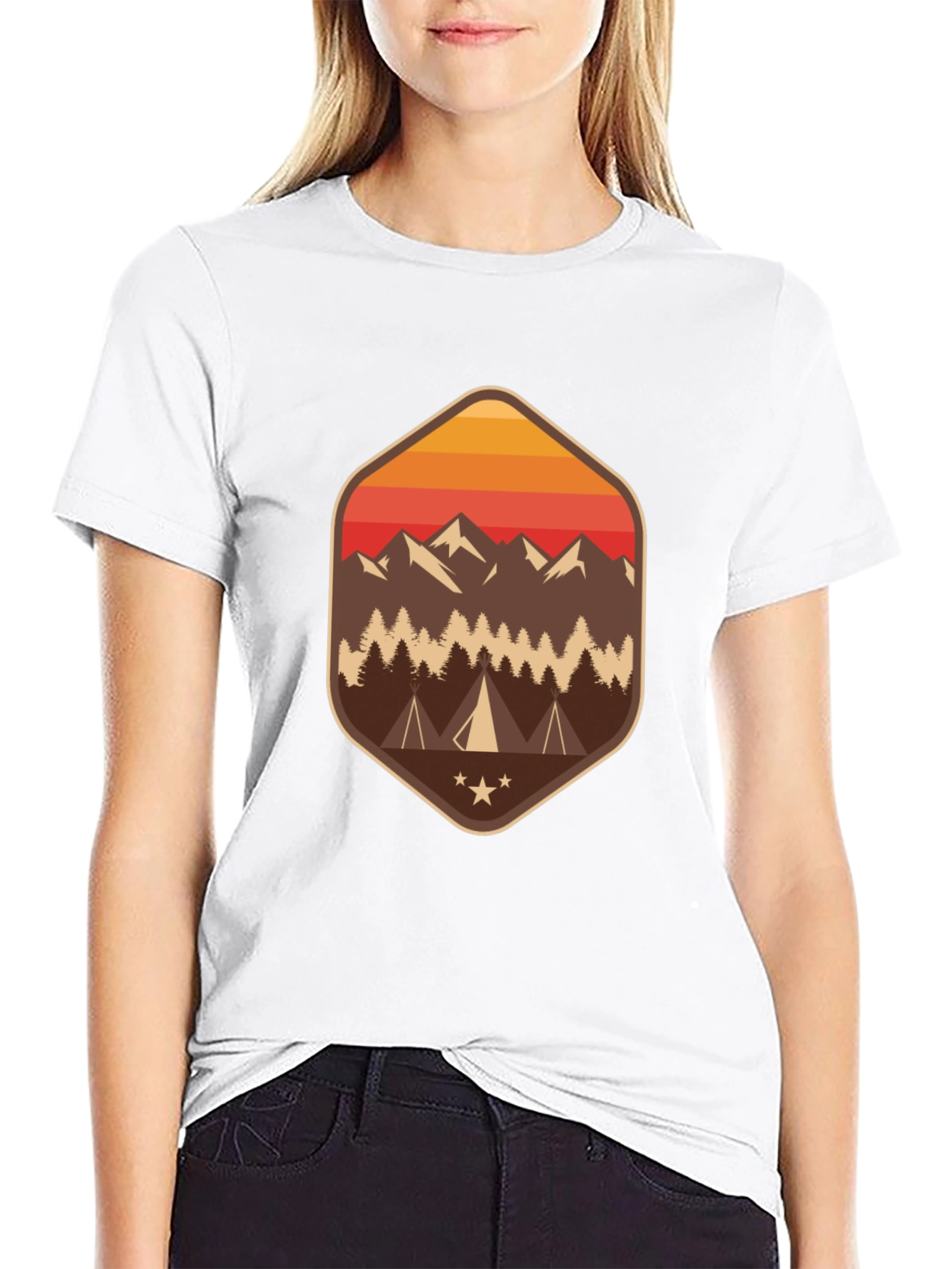 Mens Camping Adventure Graphic Tee - Black