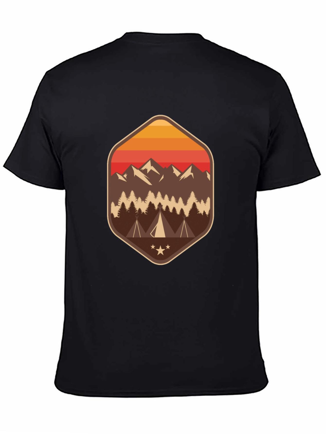 Mens Camping Adventure Graphic Tee - Black