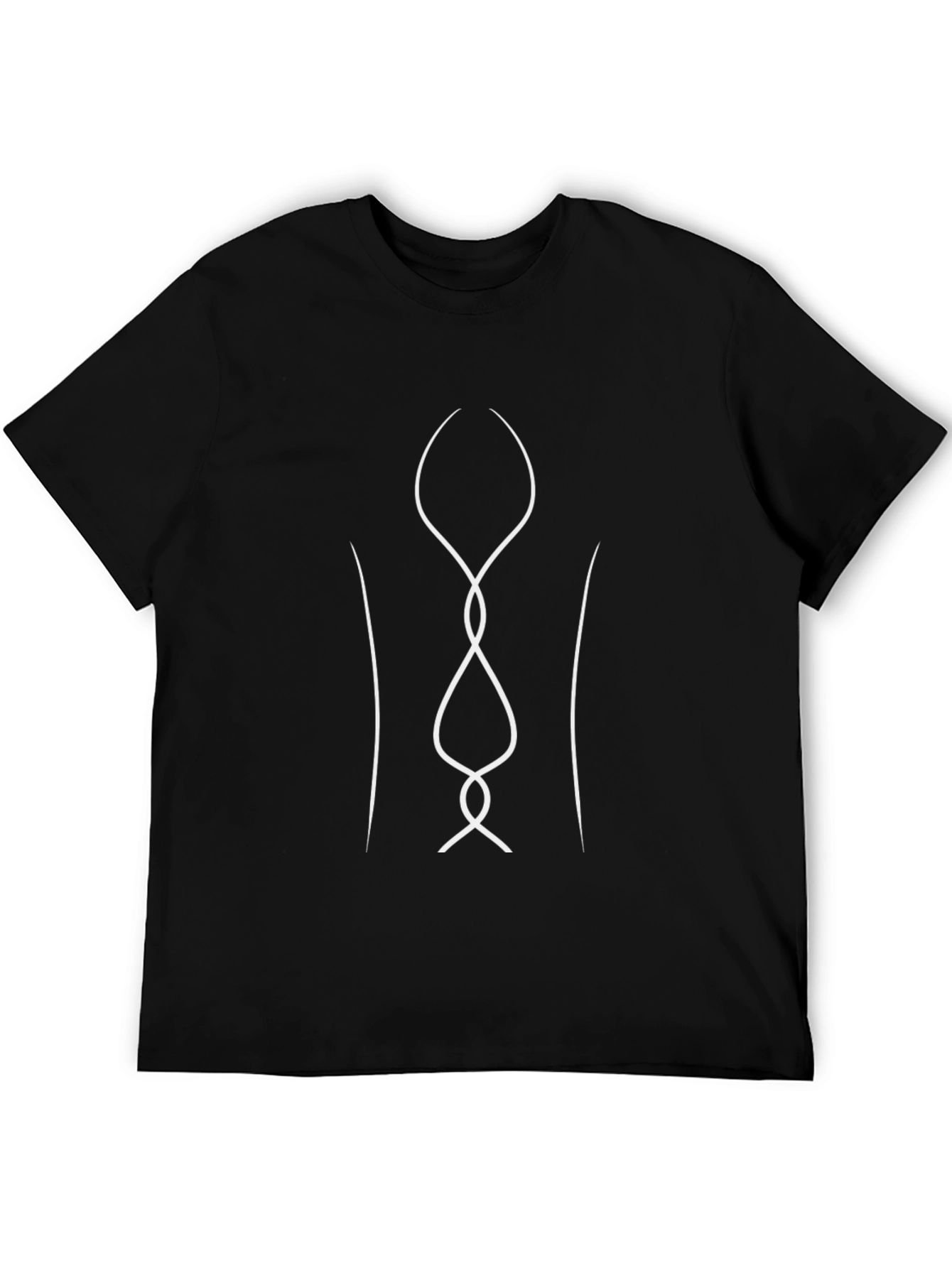 Abstract Line Art Graphic Tee - Black