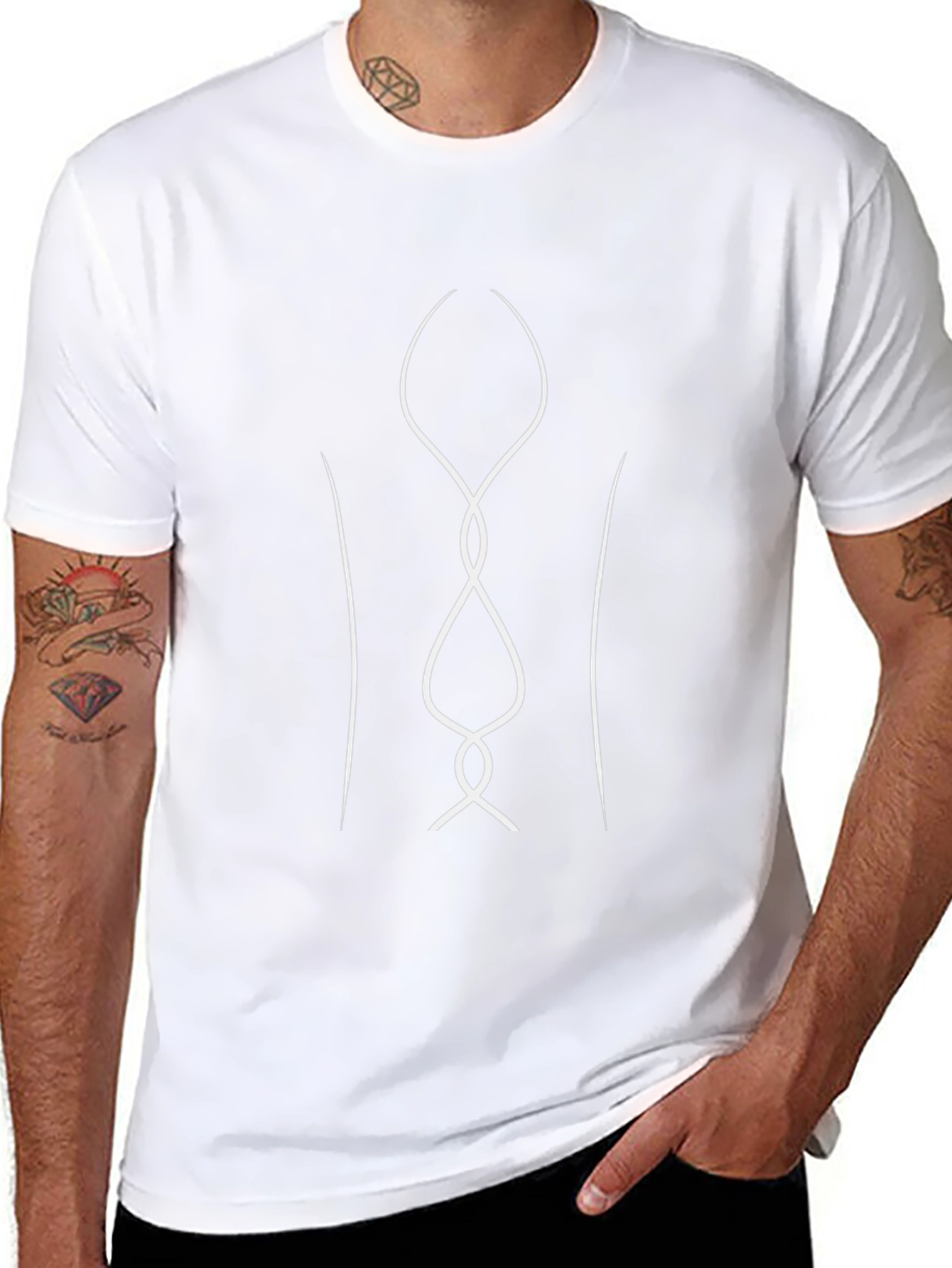 Abstract Line Art Graphic Tee - Black