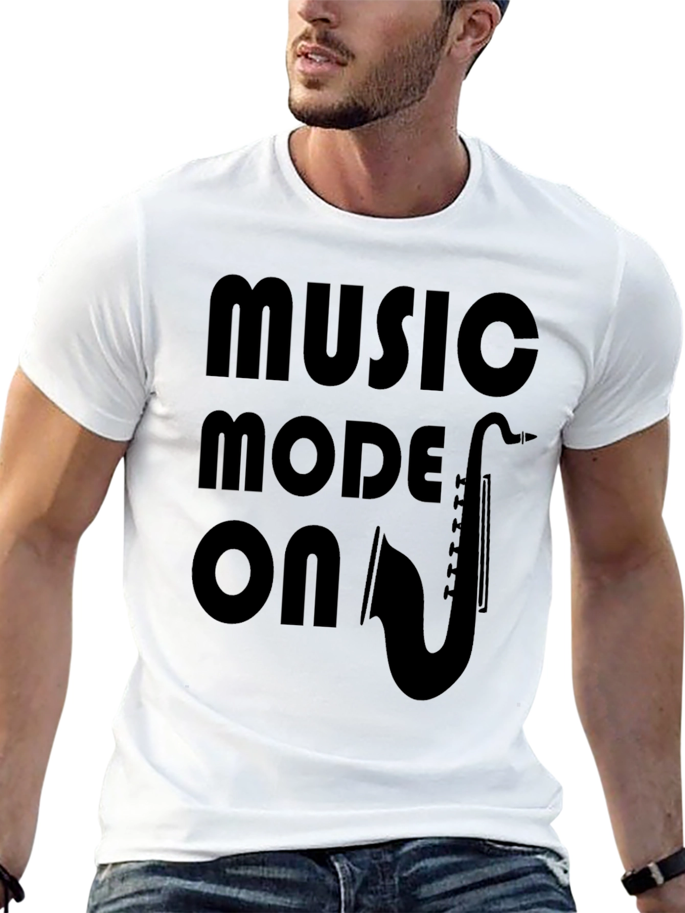 Music Mode On Graphic Tee - Saxophone Design