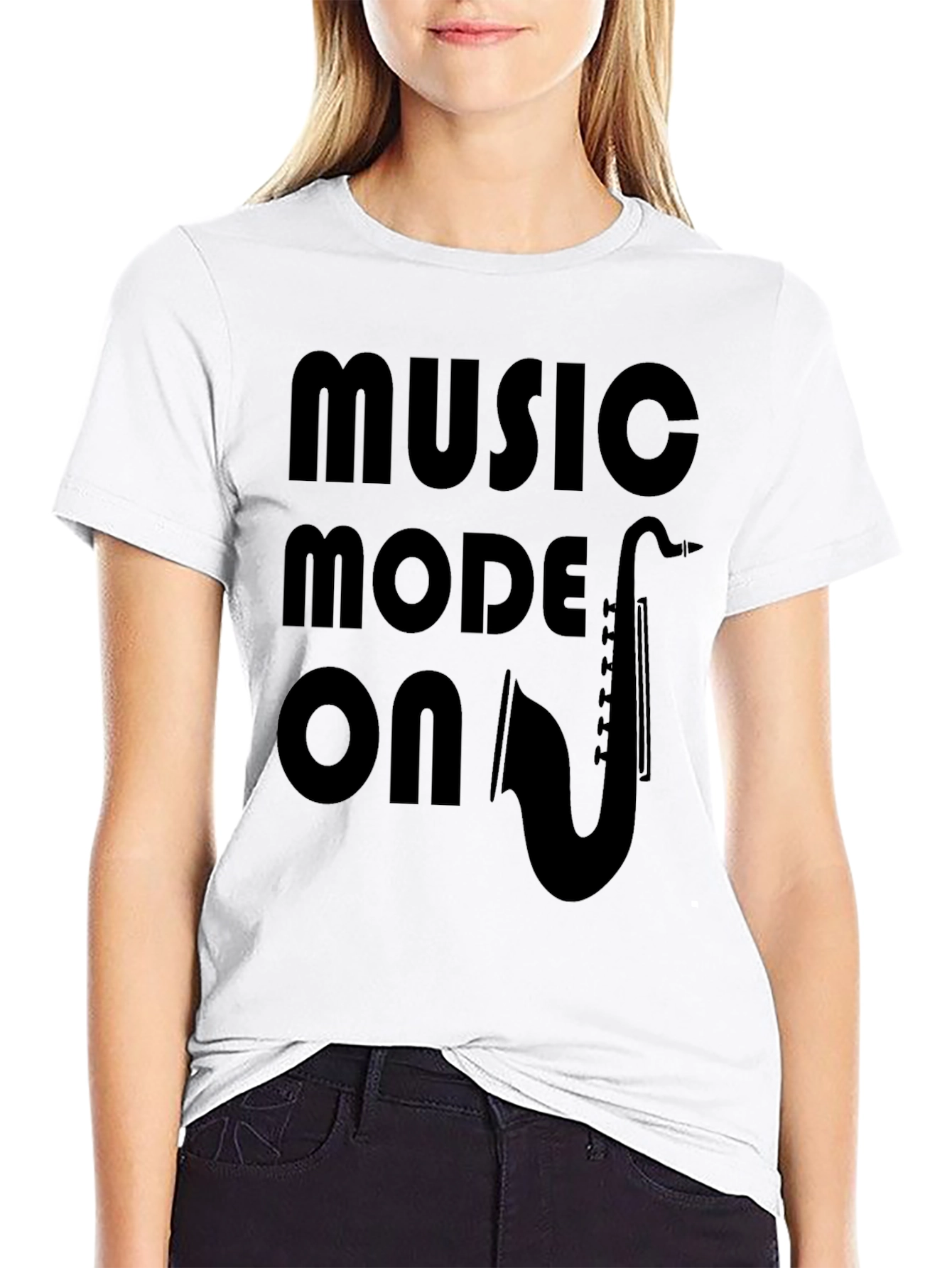 Music Mode On Graphic Tee - Saxophone Design