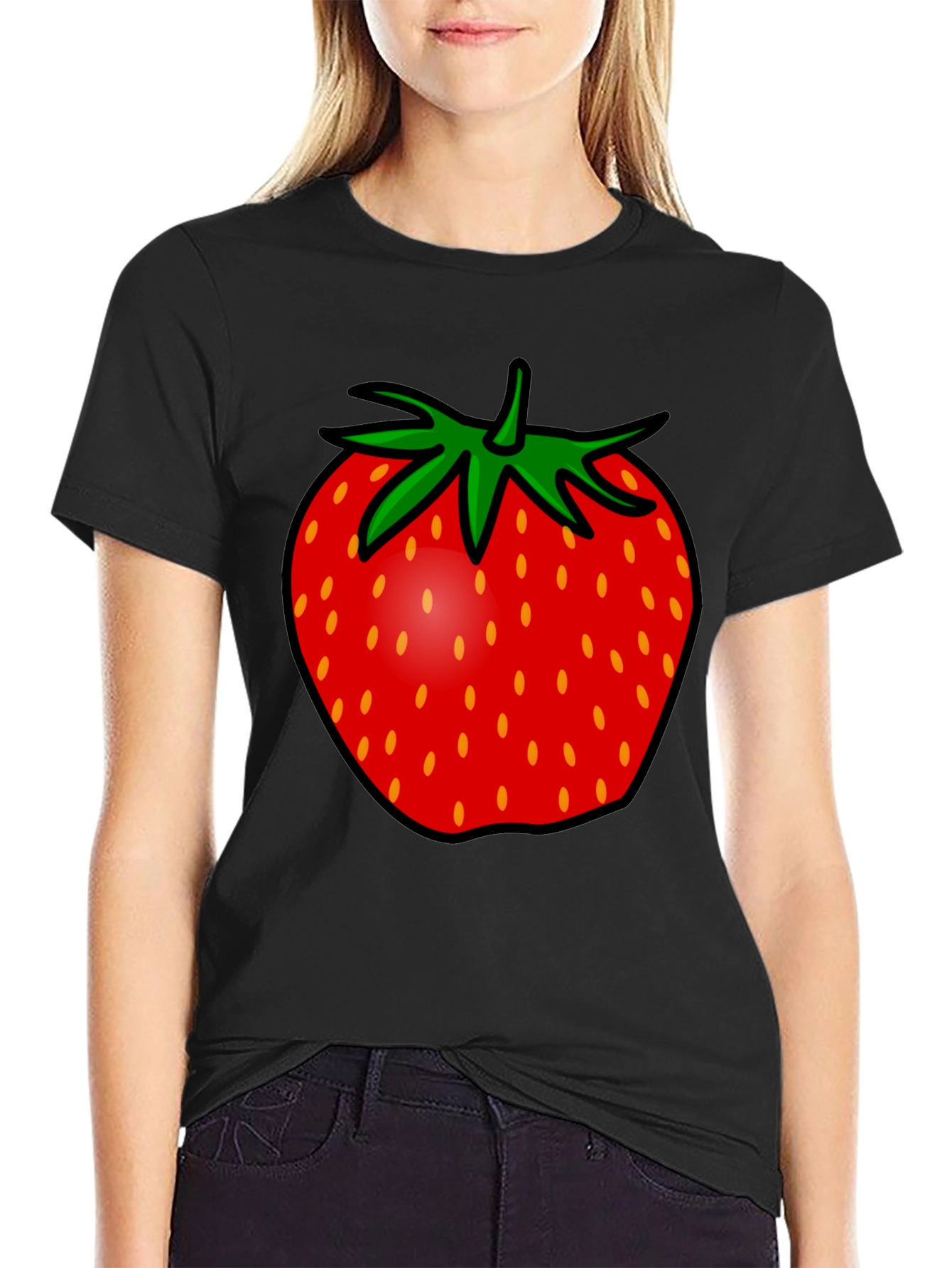 Strawberry Graphic Tee - Black Unisex T-Shirt