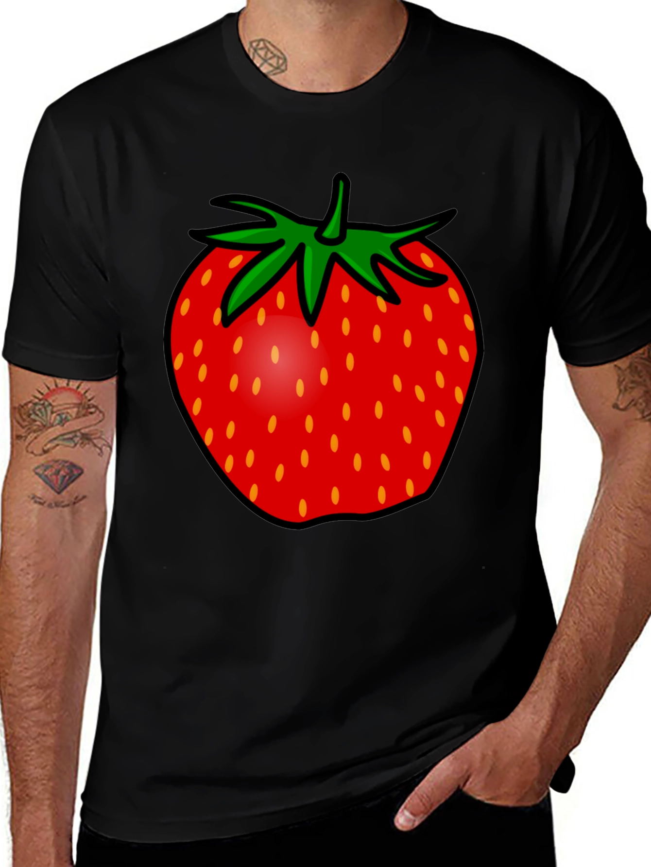 Strawberry Graphic Tee - Black Unisex T-Shirt