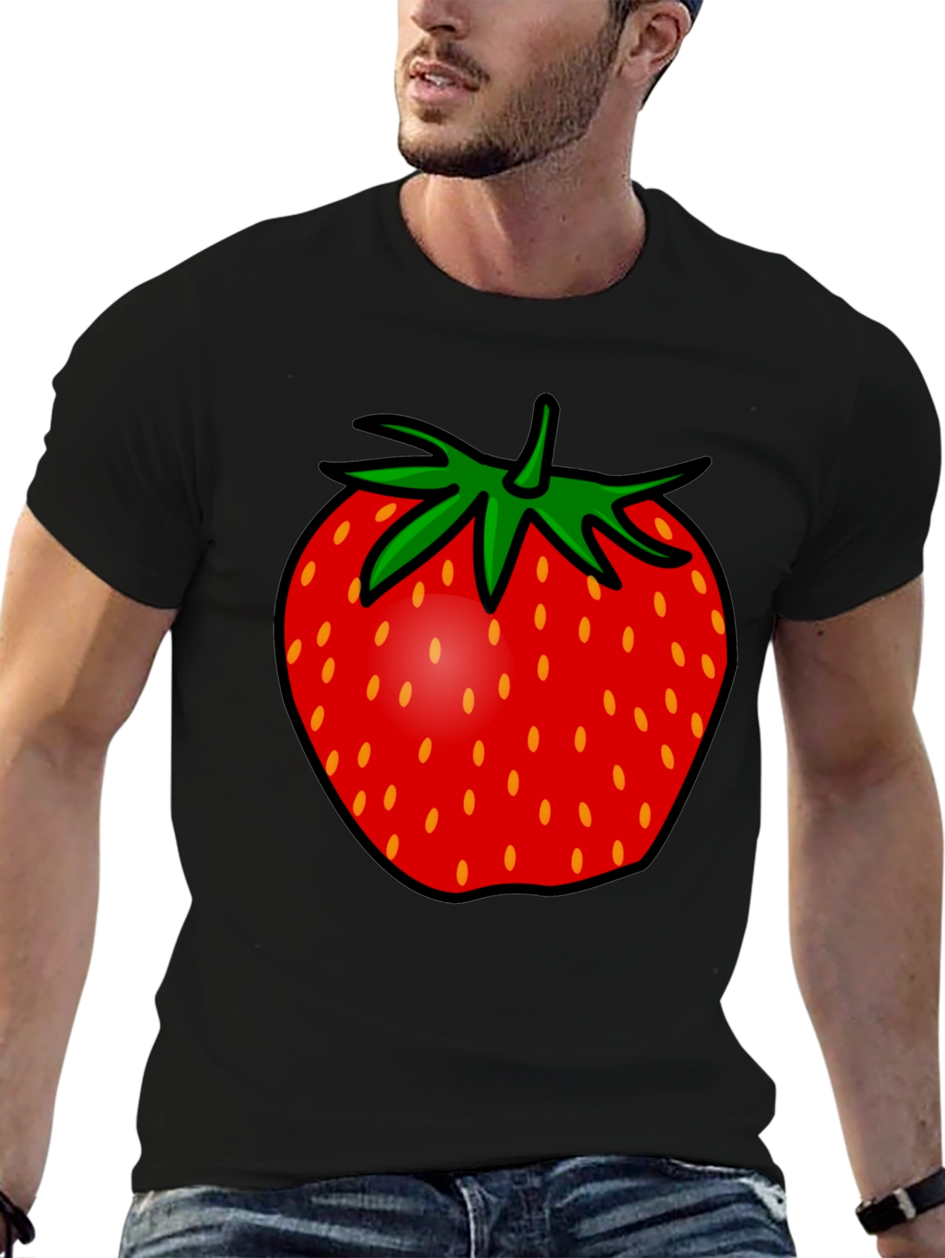 Strawberry Graphic Tee - Black Unisex T-Shirt