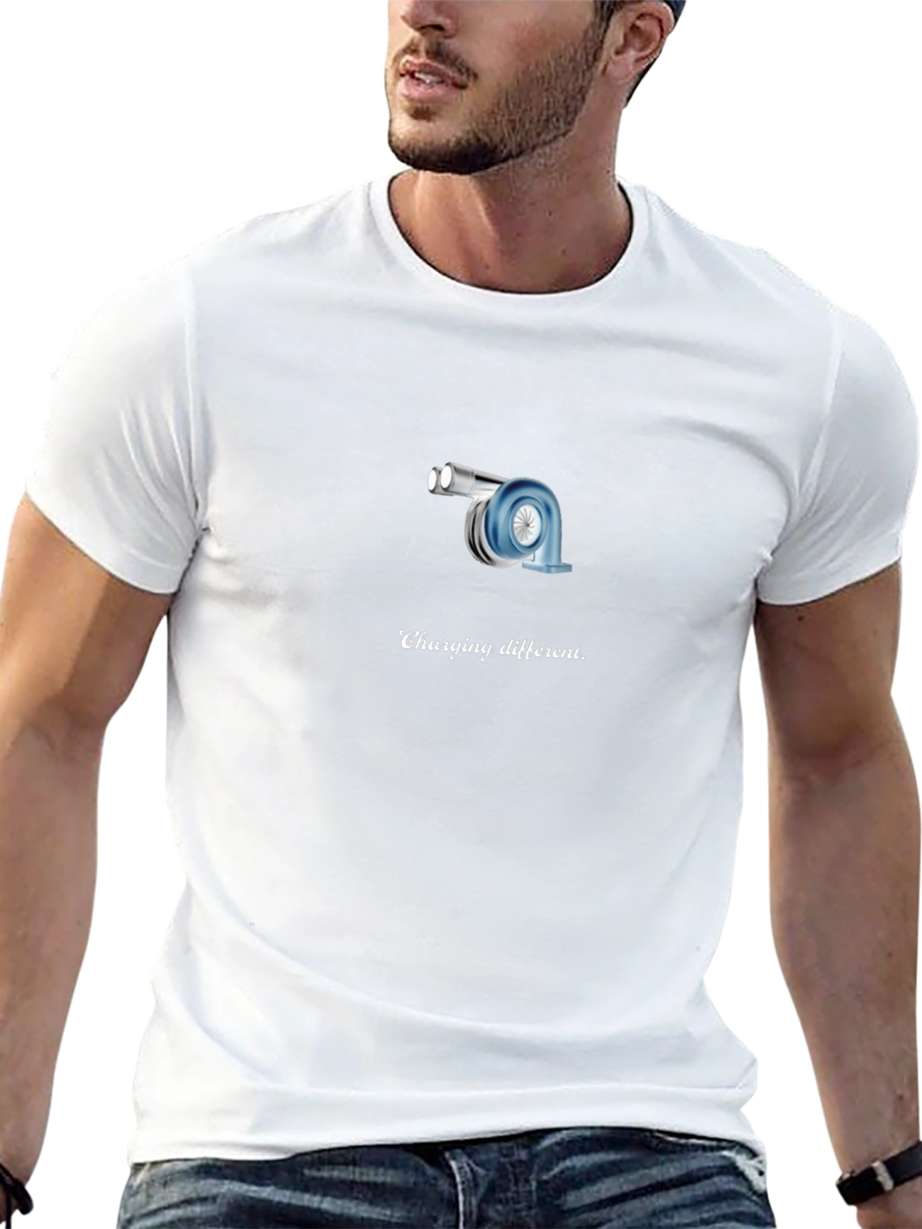 Turbocharged Humor: Charging Different Black T-Shirt