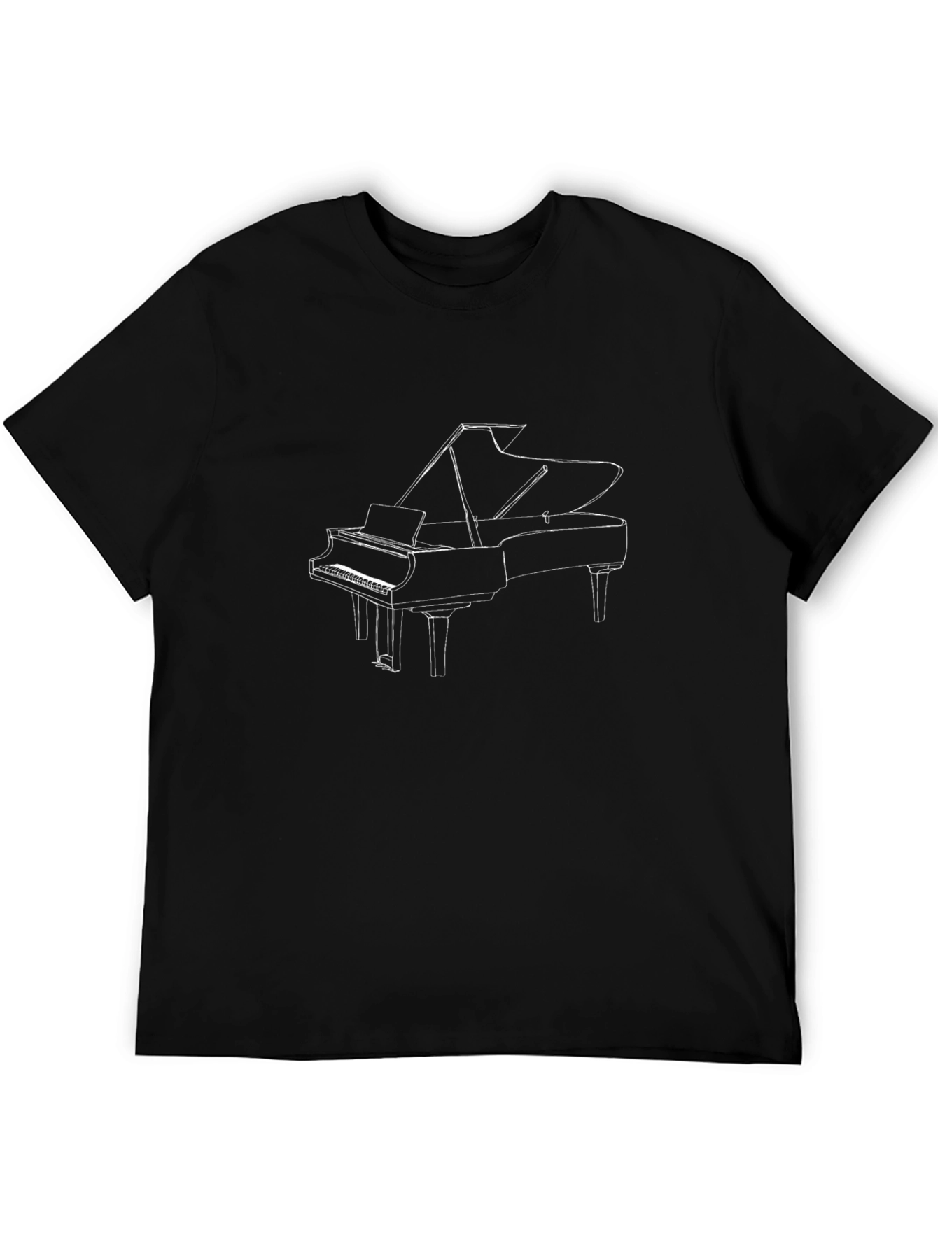 Grand Piano Outline Black T-Shirt
