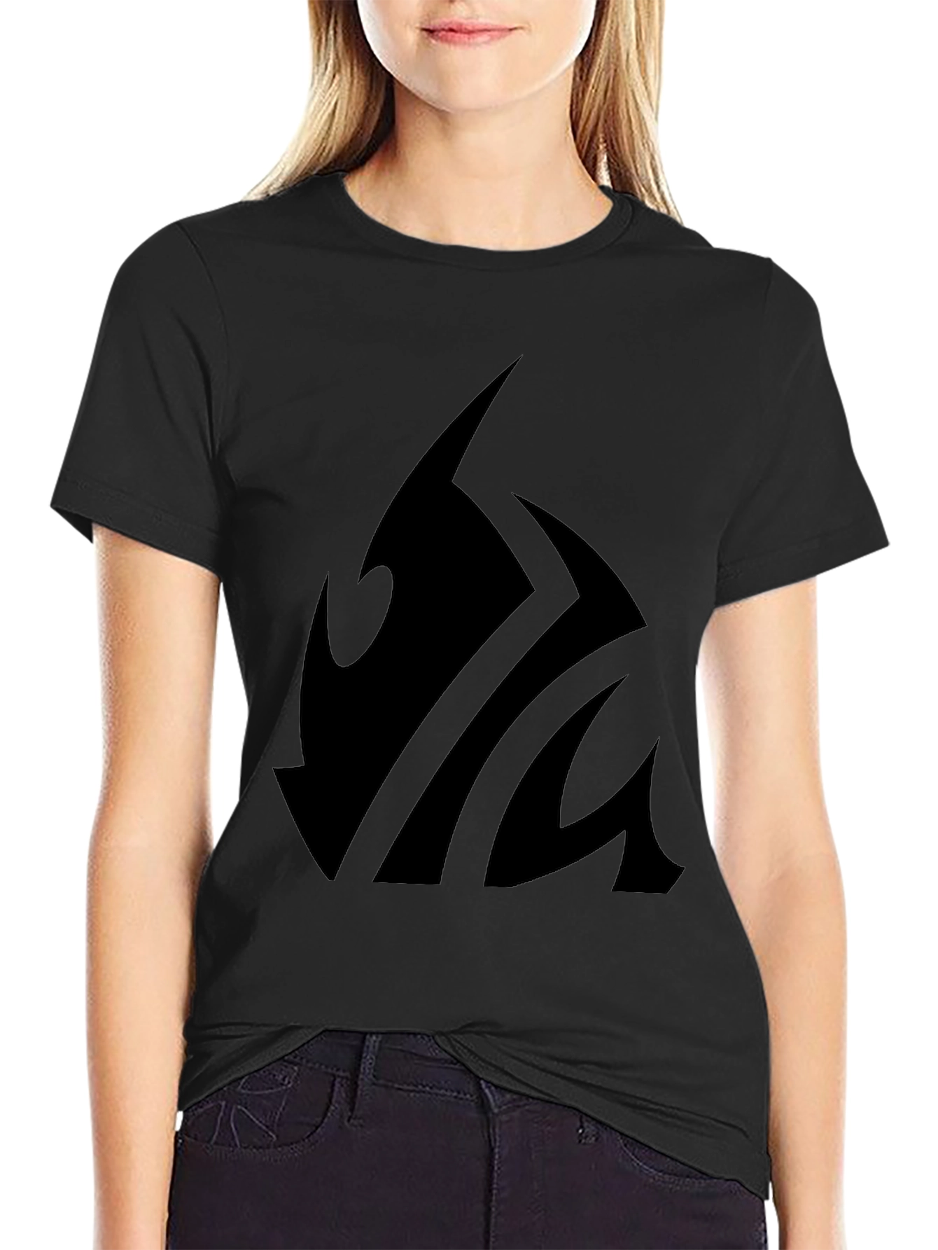 Black Graphic Tee - Abstract Tribal Design